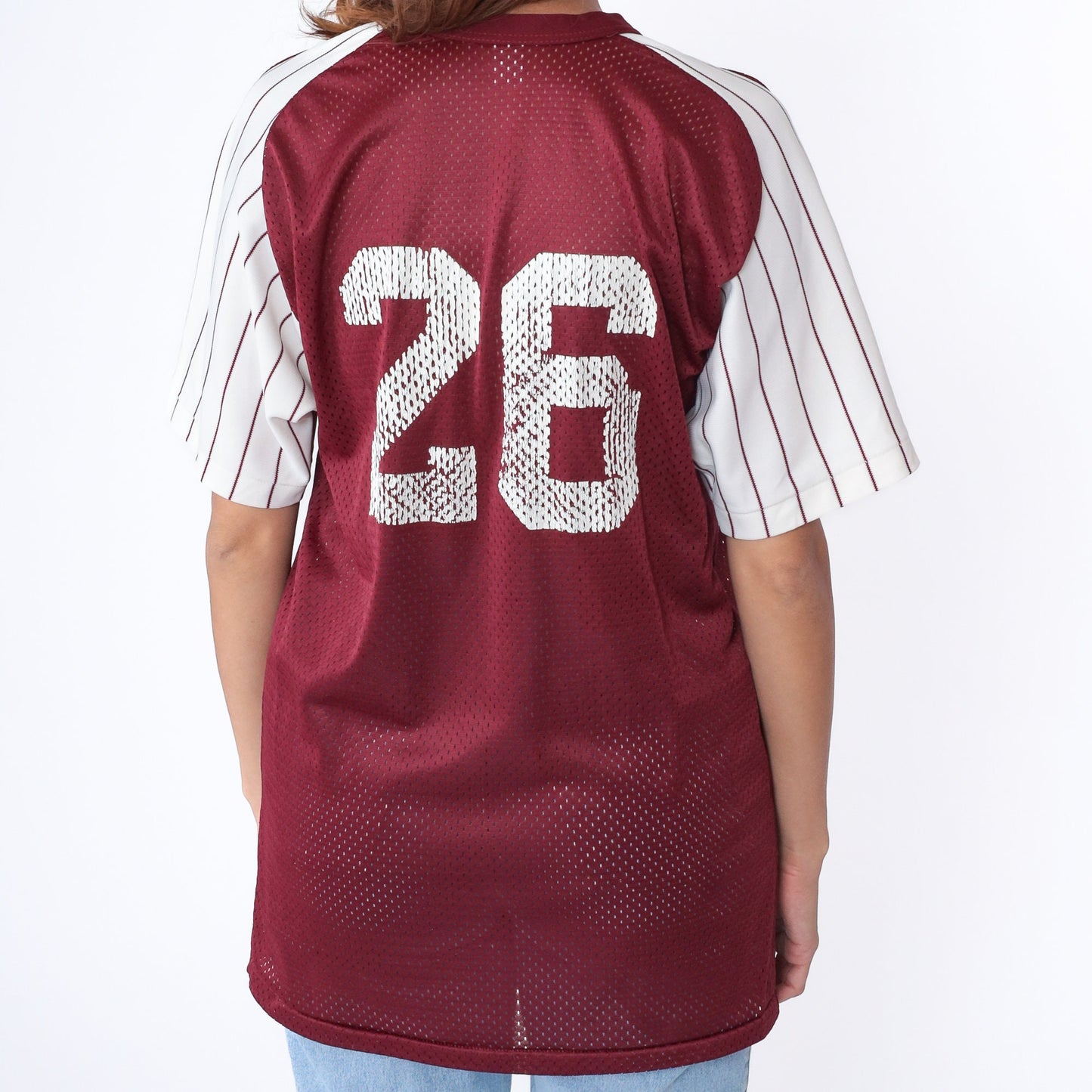 90s Ramada Inn Pirate Baseball Jersey Maroon Mesh V-Neck Medium