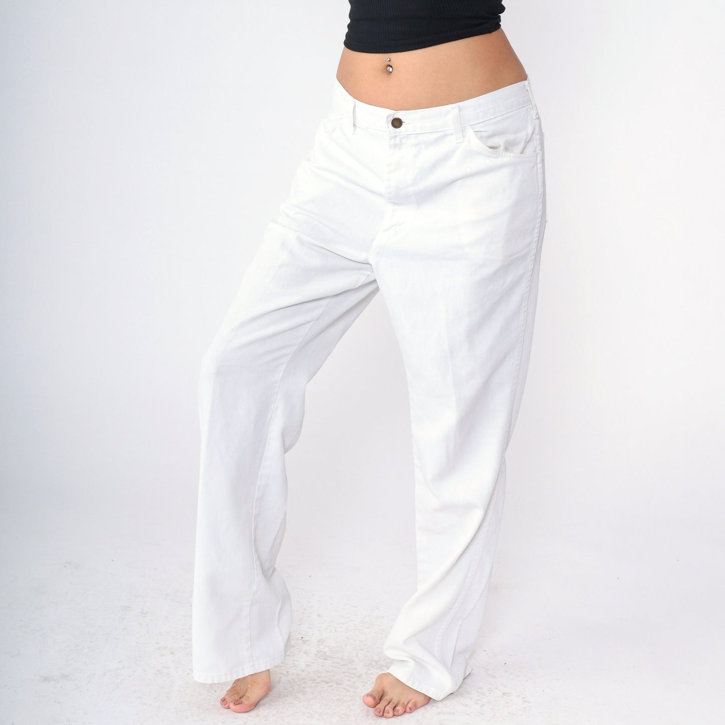 Y2K Dickies Painter's Pants White High-Waist Straight Leg Cotton 36x34