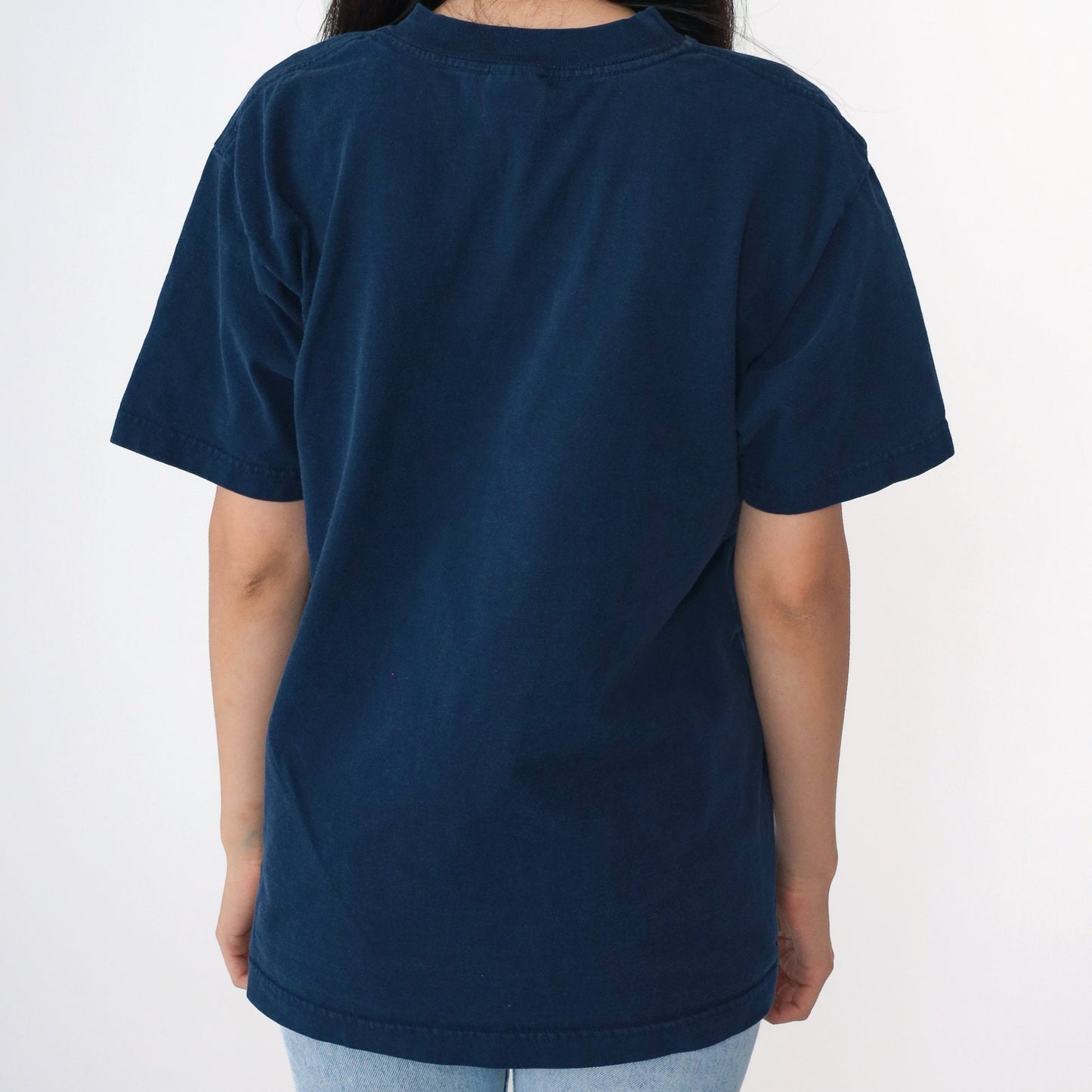 Y2K Jesus Christ Navy Graphic T-Shirt Wonderful Counselor Medium