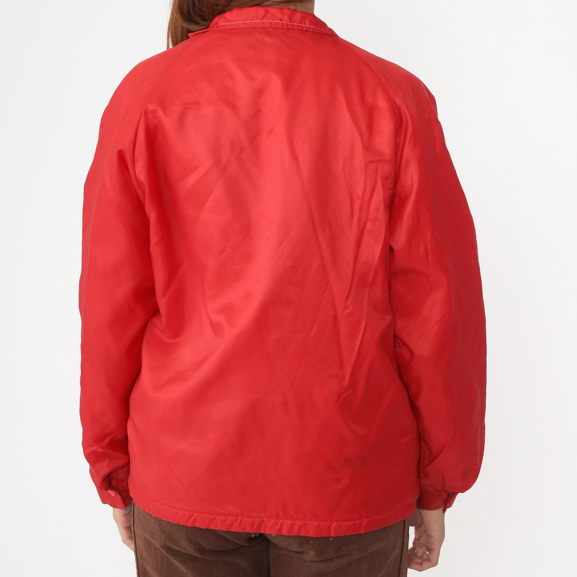 80s Bridgestone Tires Windbreaker Red Yellow Stripe Nylon Raglan Medium