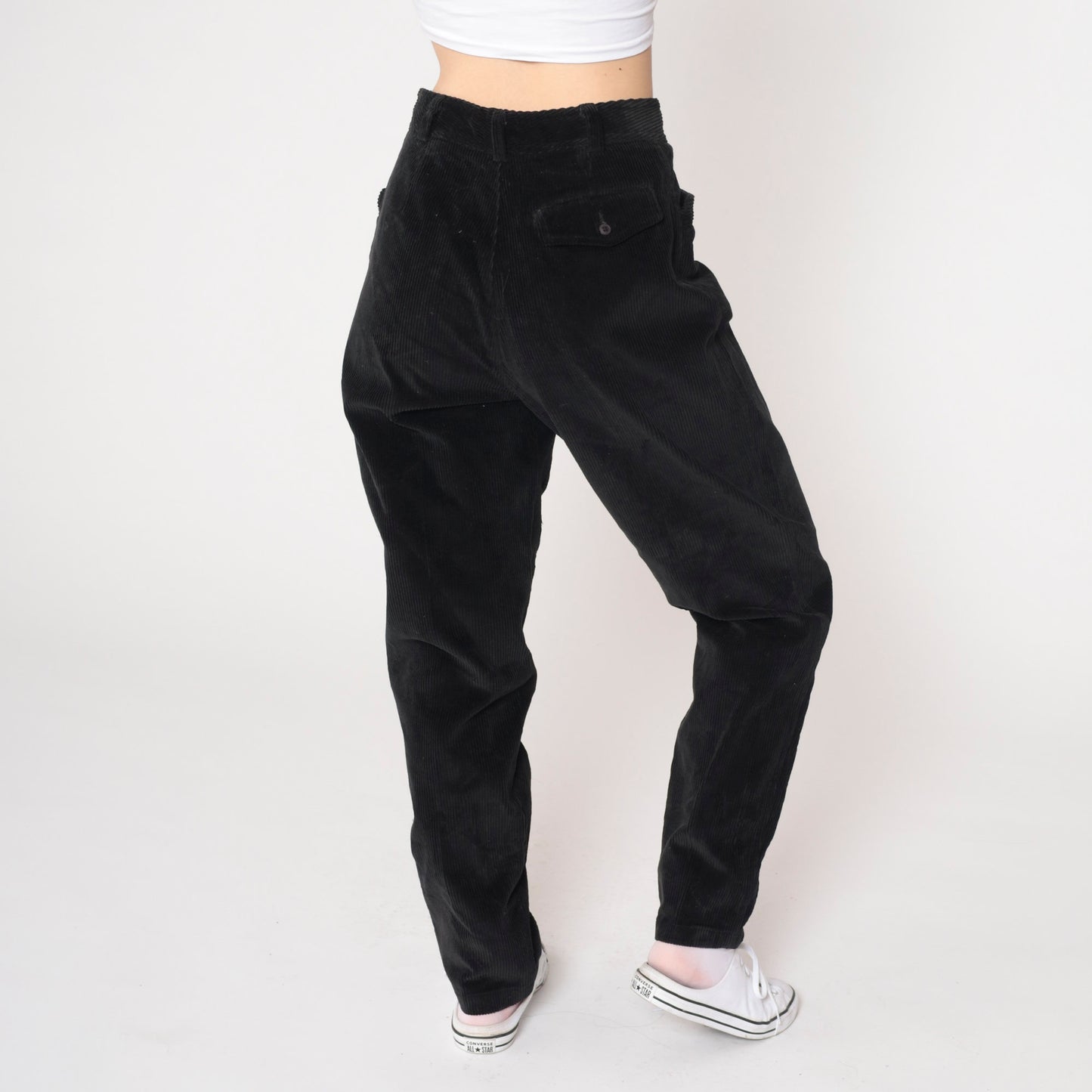 90s Liz Claiborne Black Corduroy Pants High Waist Tapered Small