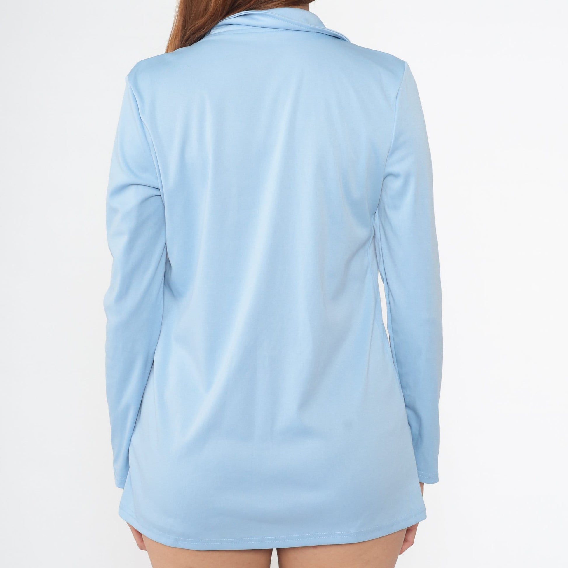 90s Baby Blue Blazer Deep V-Neck Two Button Jacket Medium M
