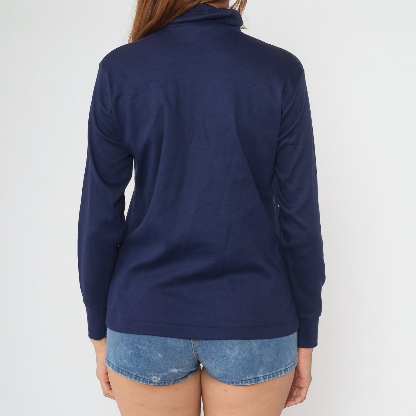 90s Skyr Navy Turtleneck Long Sleeve Cotton Pullover Medium
