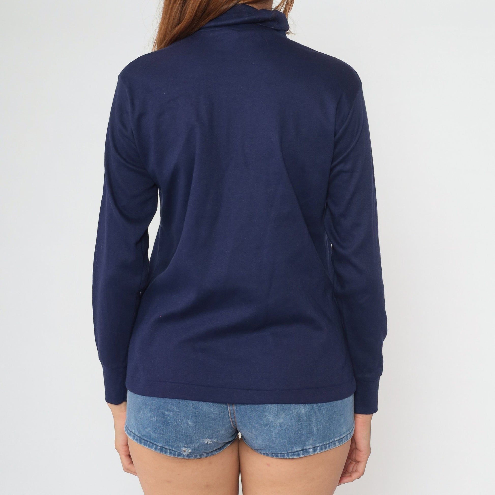 90s Skyr Navy Turtleneck Long Sleeve Cotton Pullover Medium