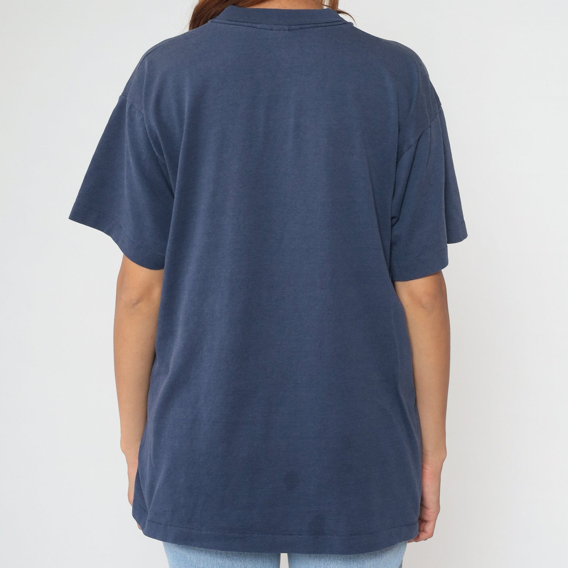 90s Minnesota State Map Sailboat T Shirt Navy Blue Screen Stars Extra Large