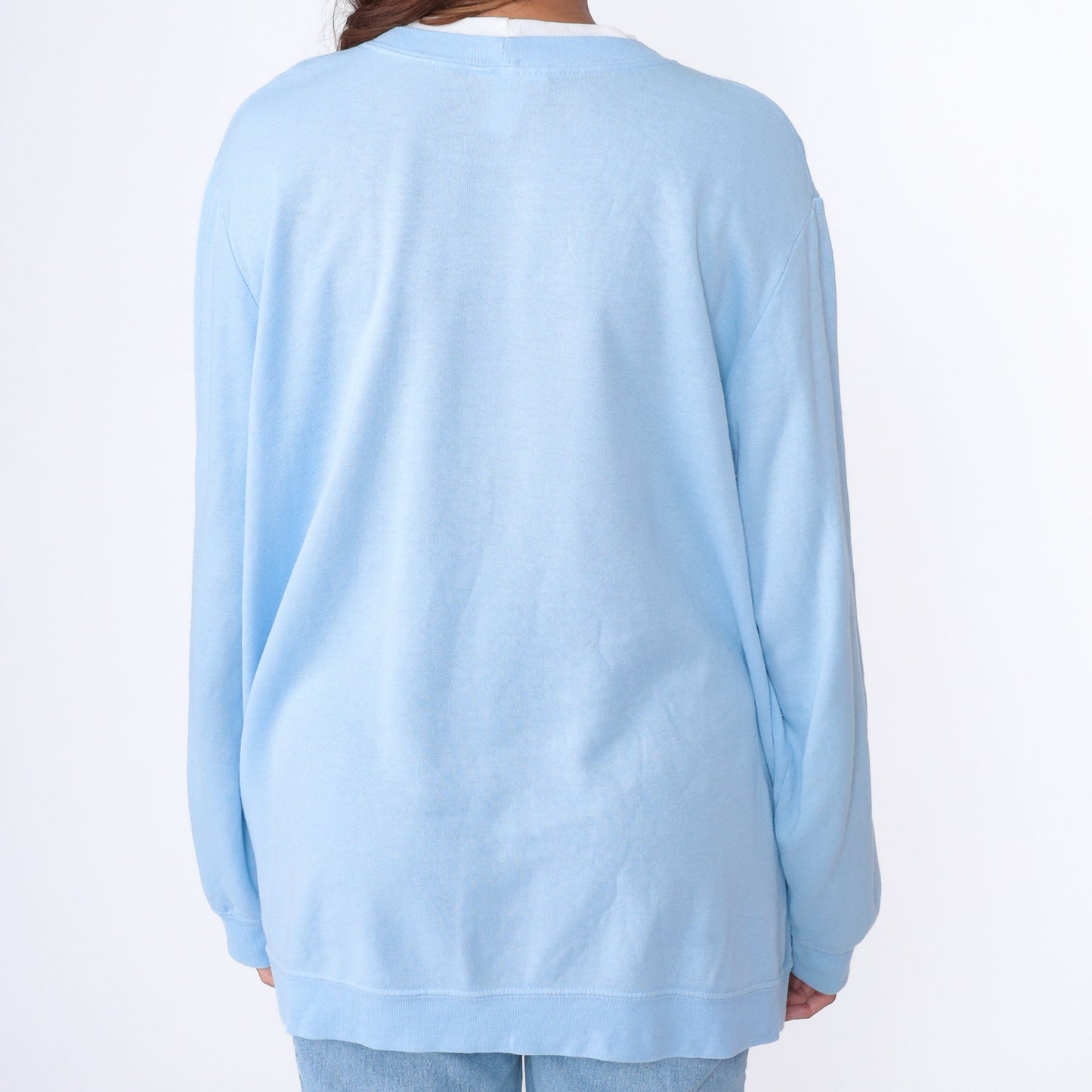 90s Cat Floral Garden Sweatshirt Baby Blue Graphic Crewneck Extra Large XXL