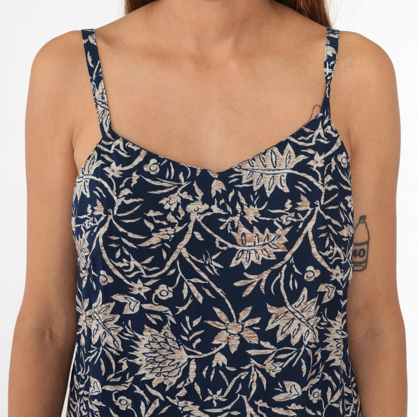 90s No Boundaries Blue Floral Mini Dress Spaghetti Strap Rayon Medium