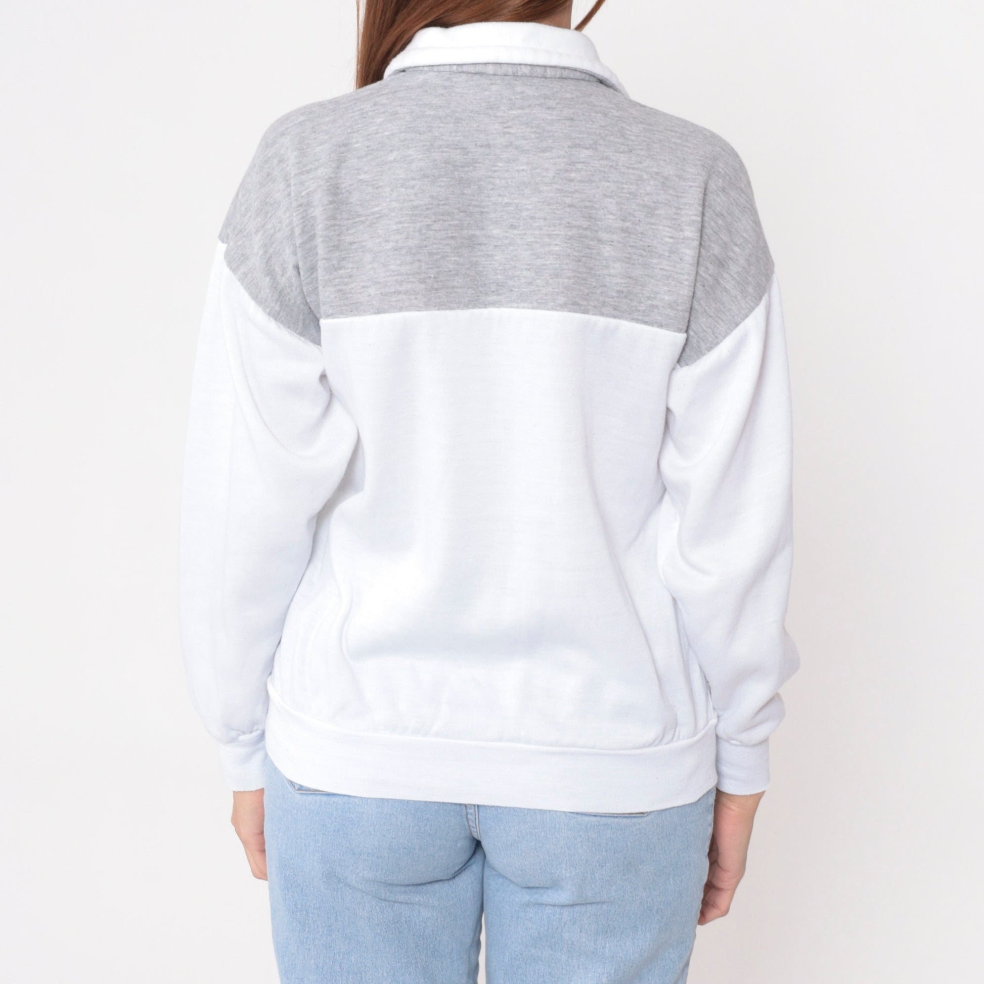 90s San Francisco Trolley Quarter Zip Sweatshirt Grey White Small Medium