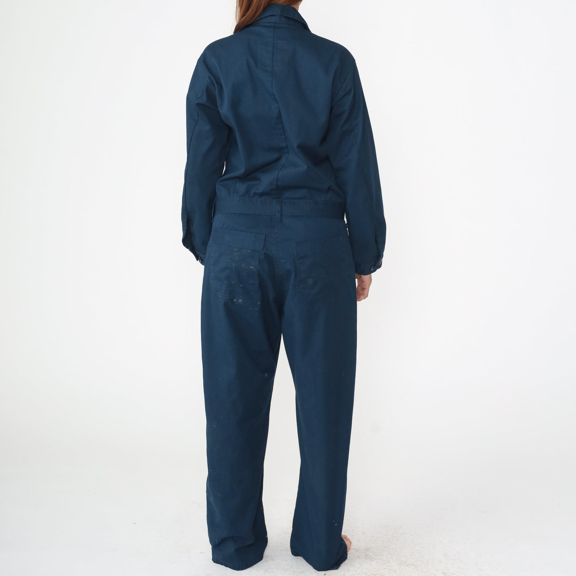 90s Navy Paint Splatter Coveralls Long Sleeve Workwear Boilersuit Men's 40 R