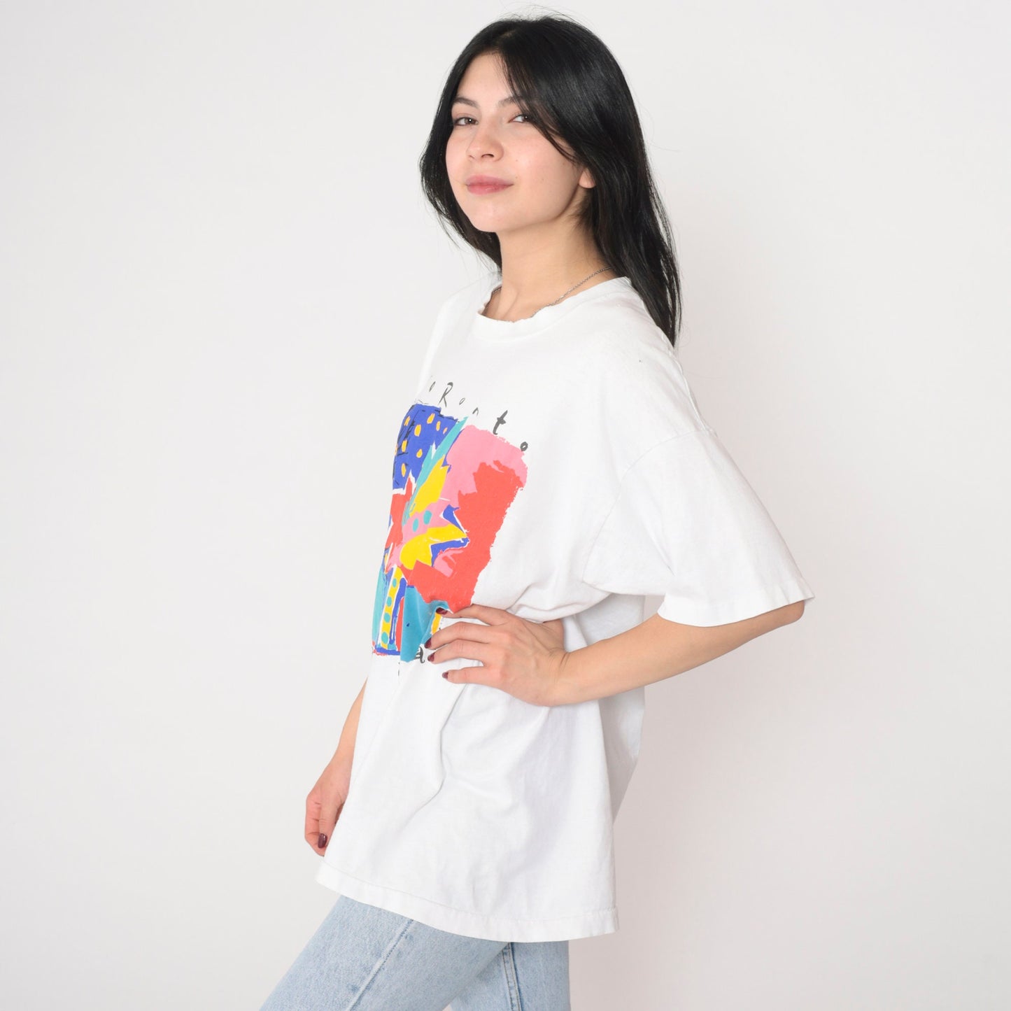 90s Toronto Canada Maple Leaf Graphic T-Shirt White Single Stitch Extra Large