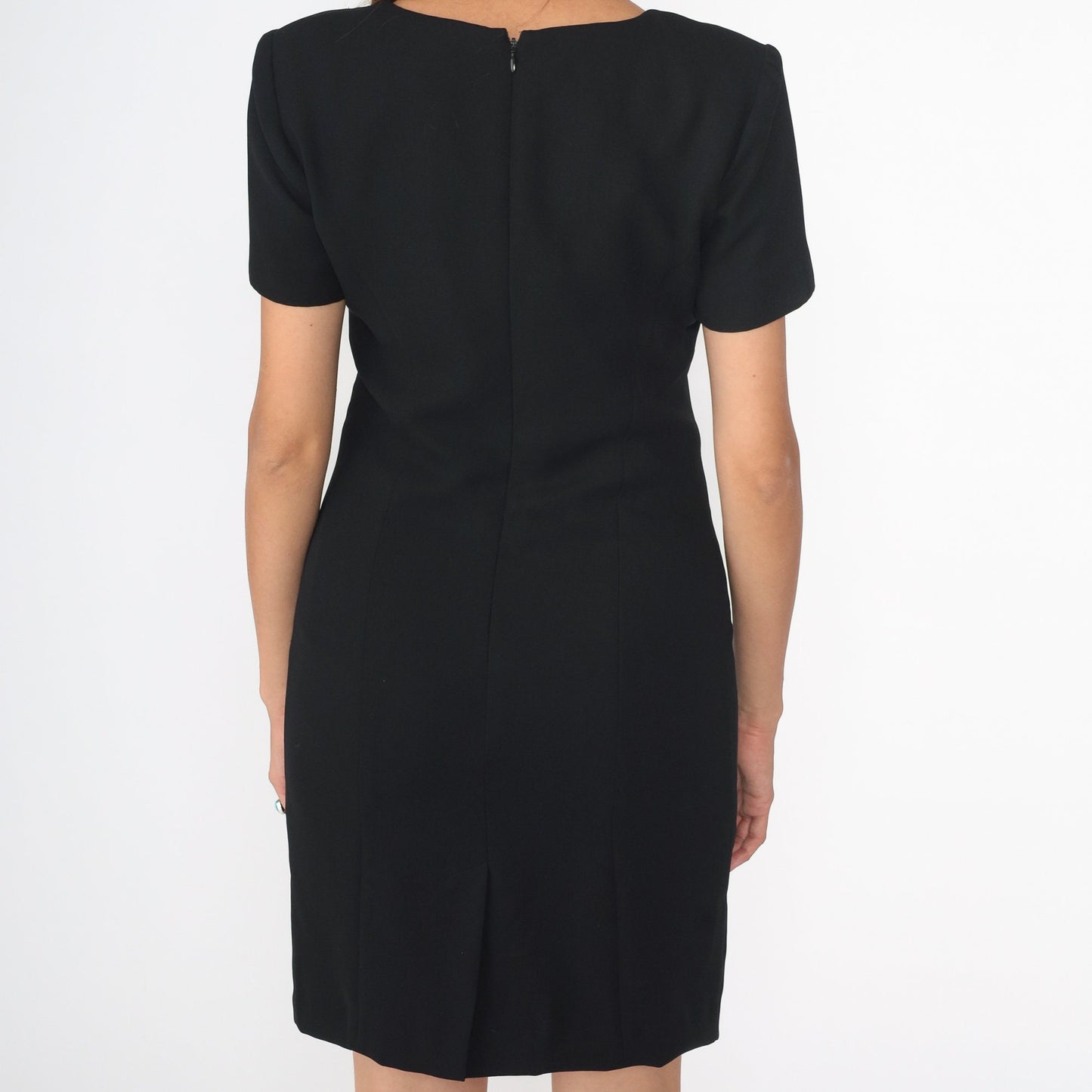 Y2K Black Mini Shift Dress Criss-Cross Bodice Short Sleeve Small 4P