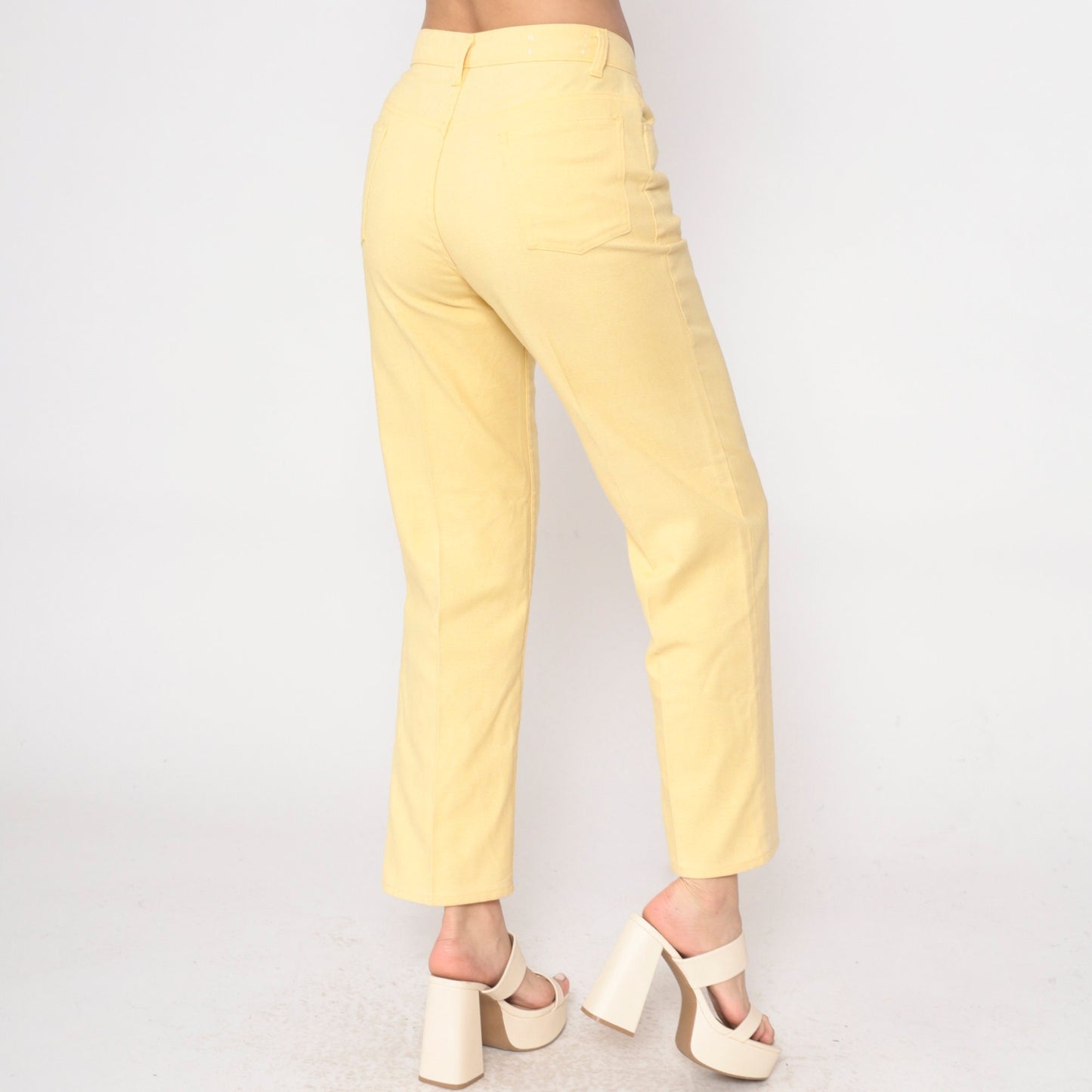 80s Levi's High Waist Straight Leg Trousers Light Yellow Medium 8