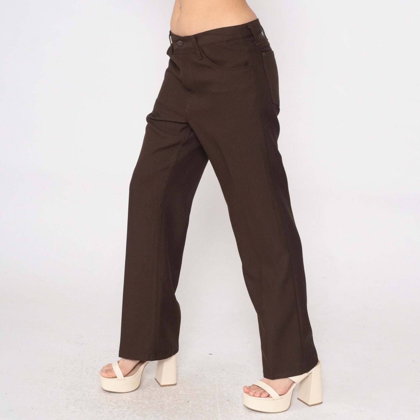 70s Wrangler Straight Leg Pants Brown High Rise Men's 34x30