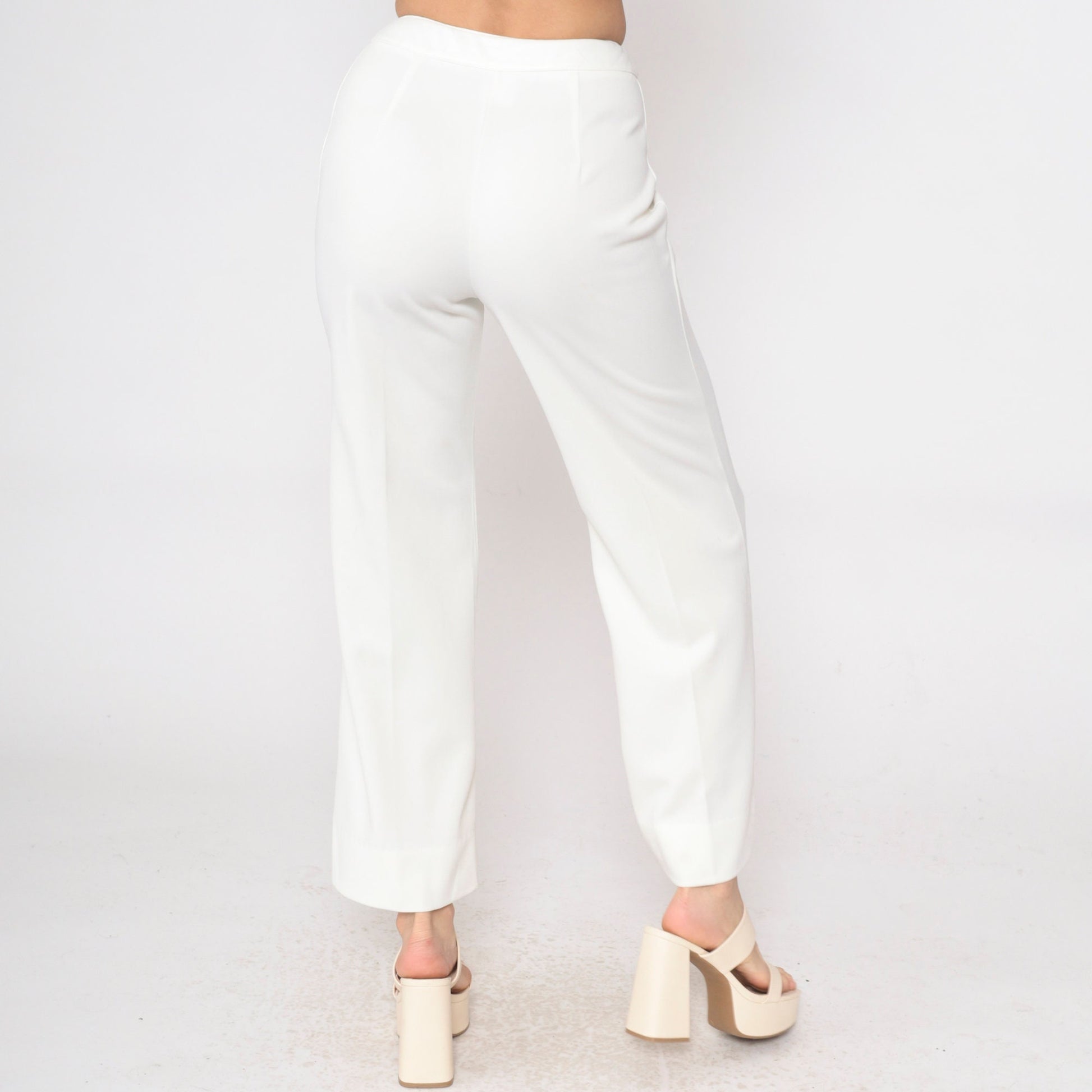 70s Catalina White Bell Bottom Pants High Waist Flare Small