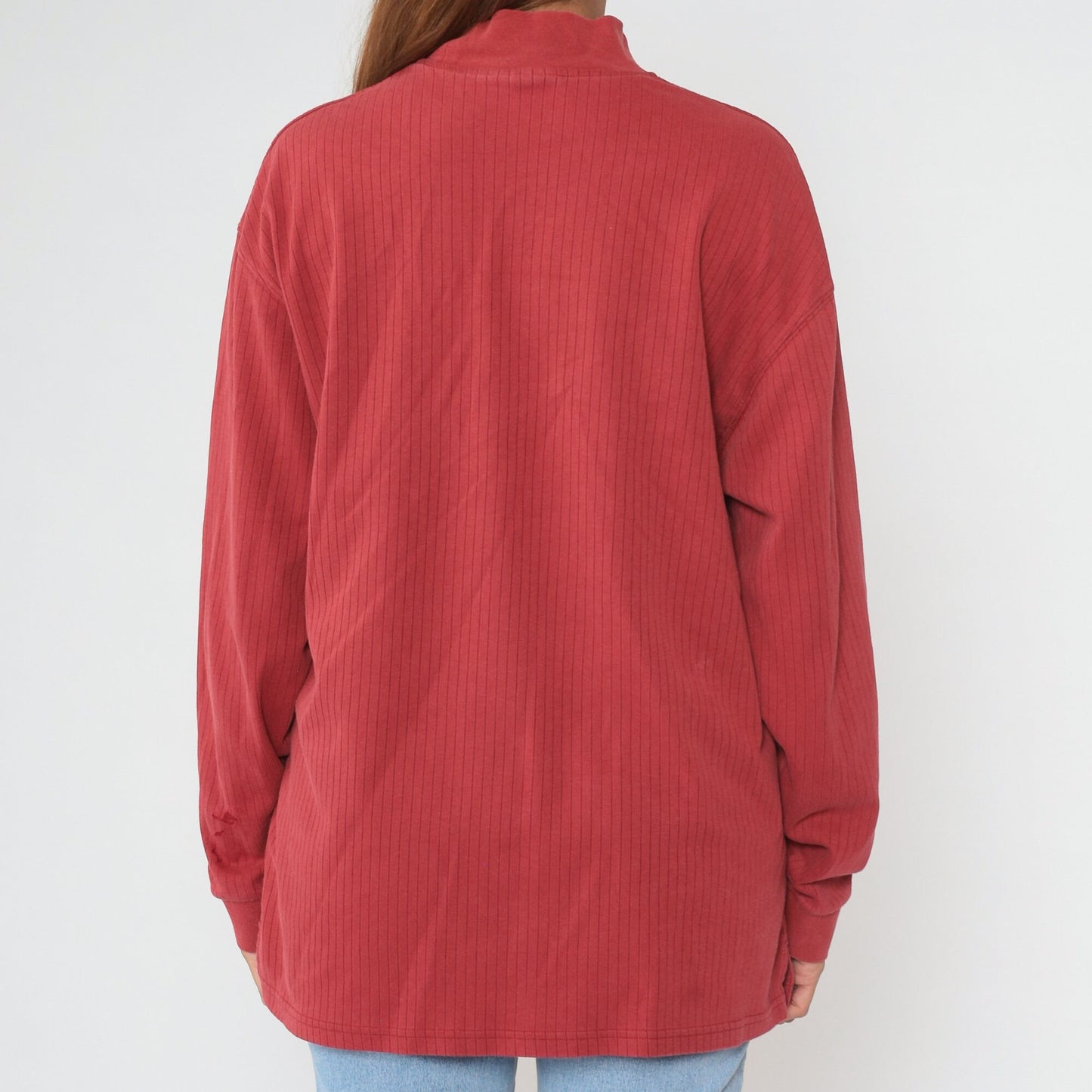Y2K Nike Oklahoma Mock Neck Long Sleeve Tee Red Swoosh Large