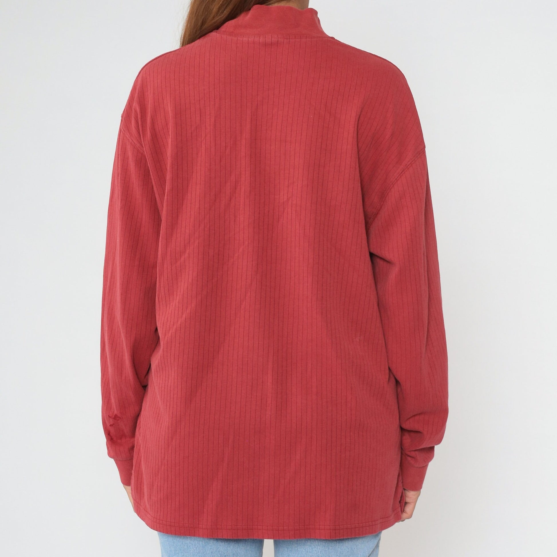 Y2K Nike Oklahoma Mock Neck Long Sleeve Tee Red Swoosh Large