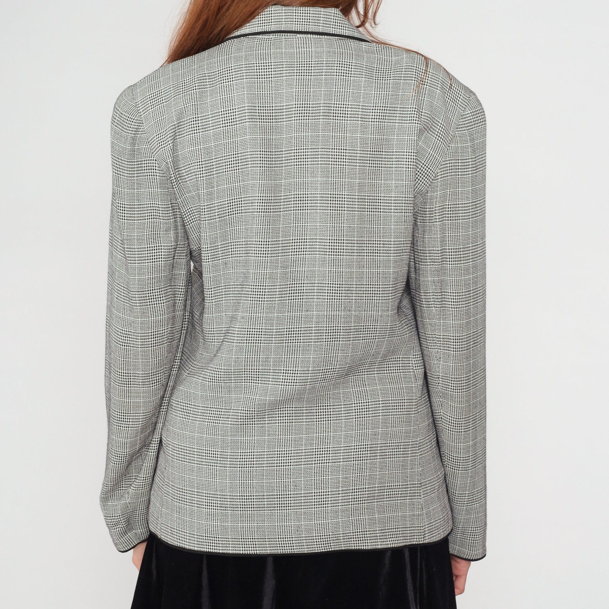90s Express Black & White Checkered Blazer Button-Up Jacket Small