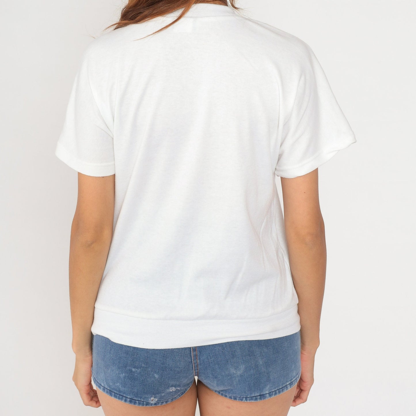80s White Stag Palm Tree Graphic T-Shirt Blue Sun Banded Hem Medium