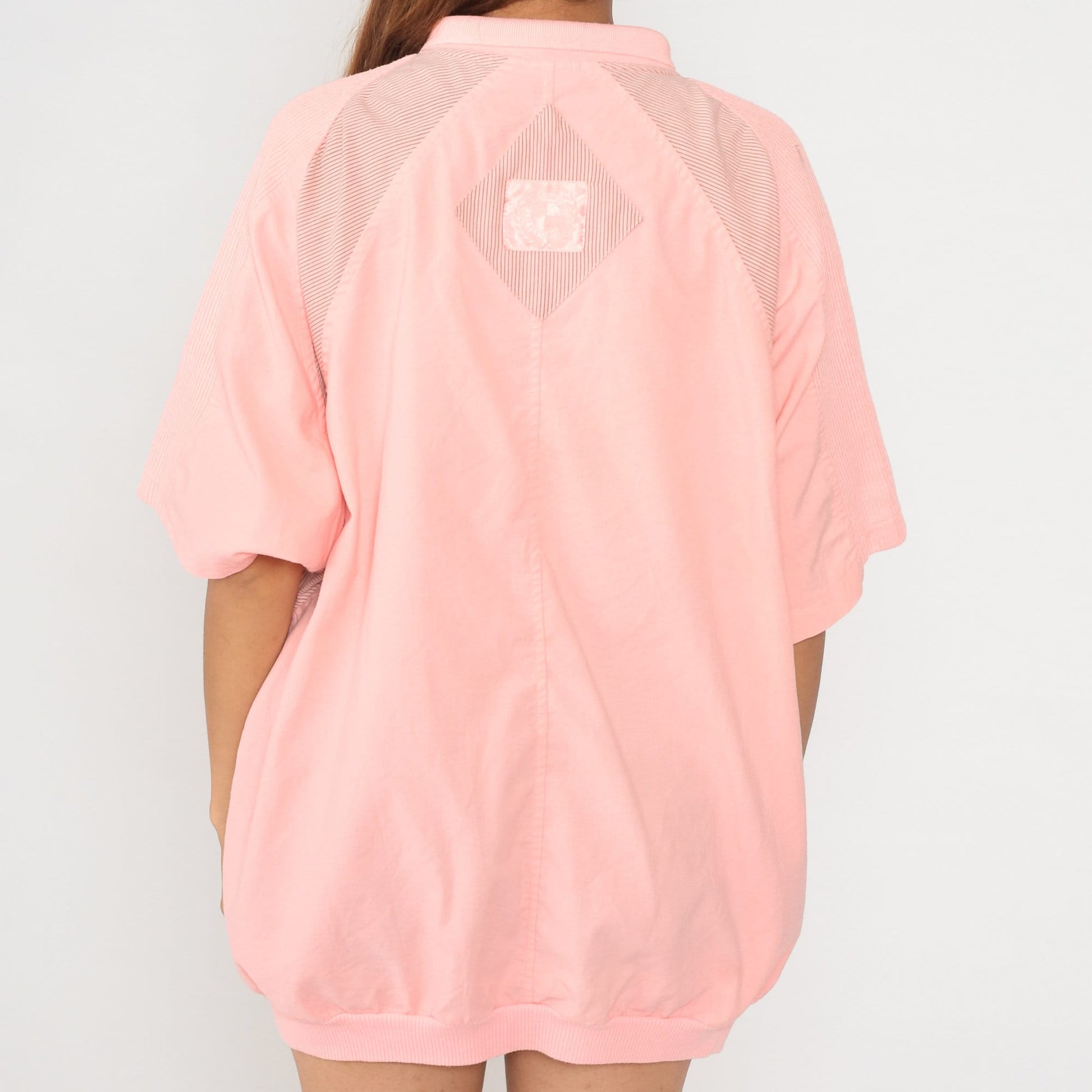 80s Baby Pink Striped Polo Shirt Men's Extra Large Tall
