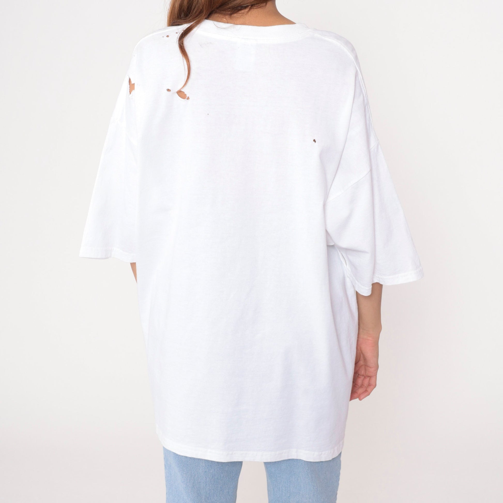 90s St Thomas Virgin Islands Shark Graphic T-Shirt White Cotton Extra Large XL