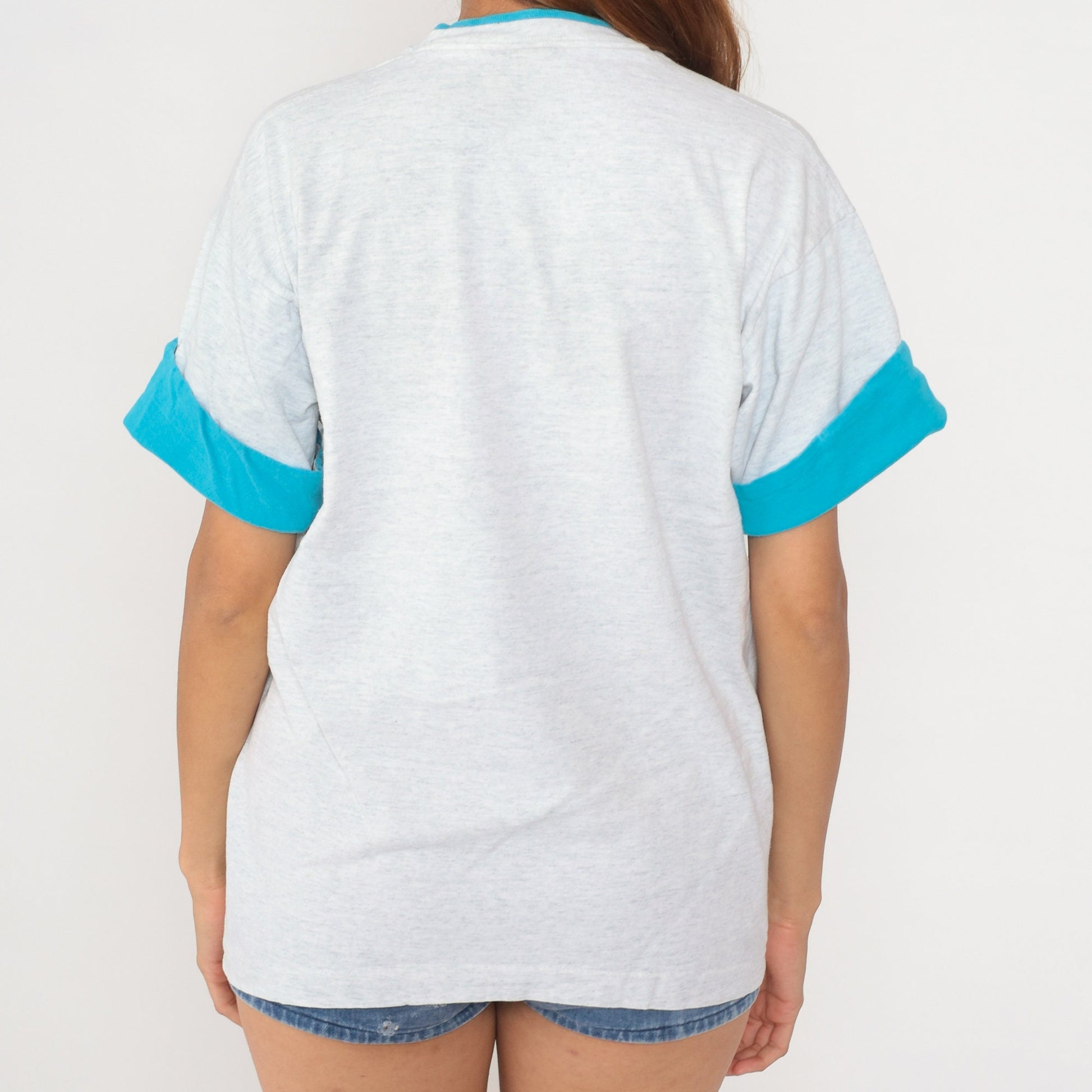 90s Alexandria Virginia Ringer Tee Embroidered Graphic Heather Grey Extra Large