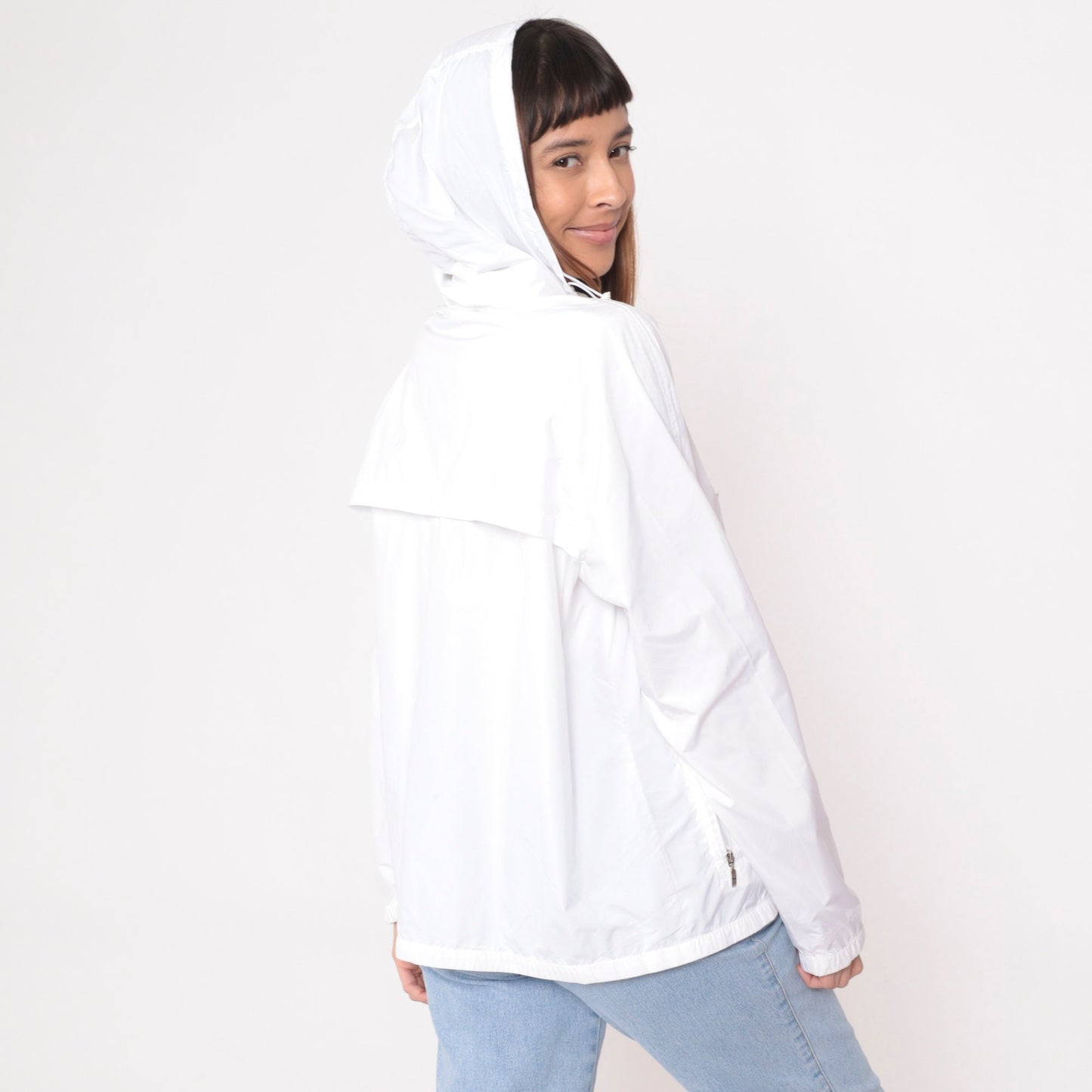 Y2K Izod White Hooded Windbreaker Zip-Up Track Jacket Extra Large XL
