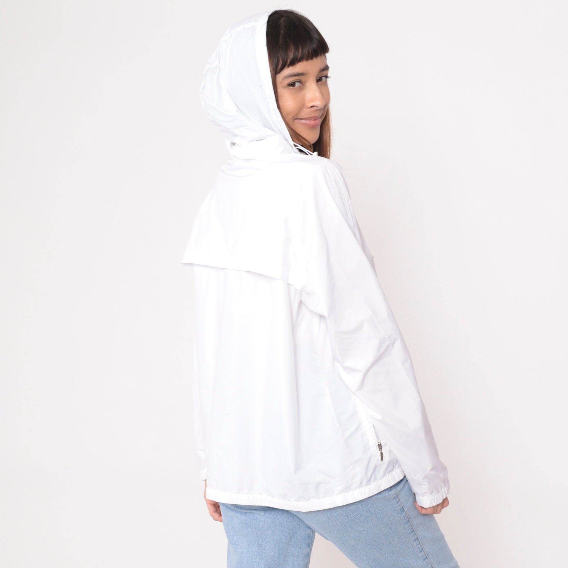 Y2K Izod White Hooded Windbreaker Zip-Up Track Jacket Extra Large XL