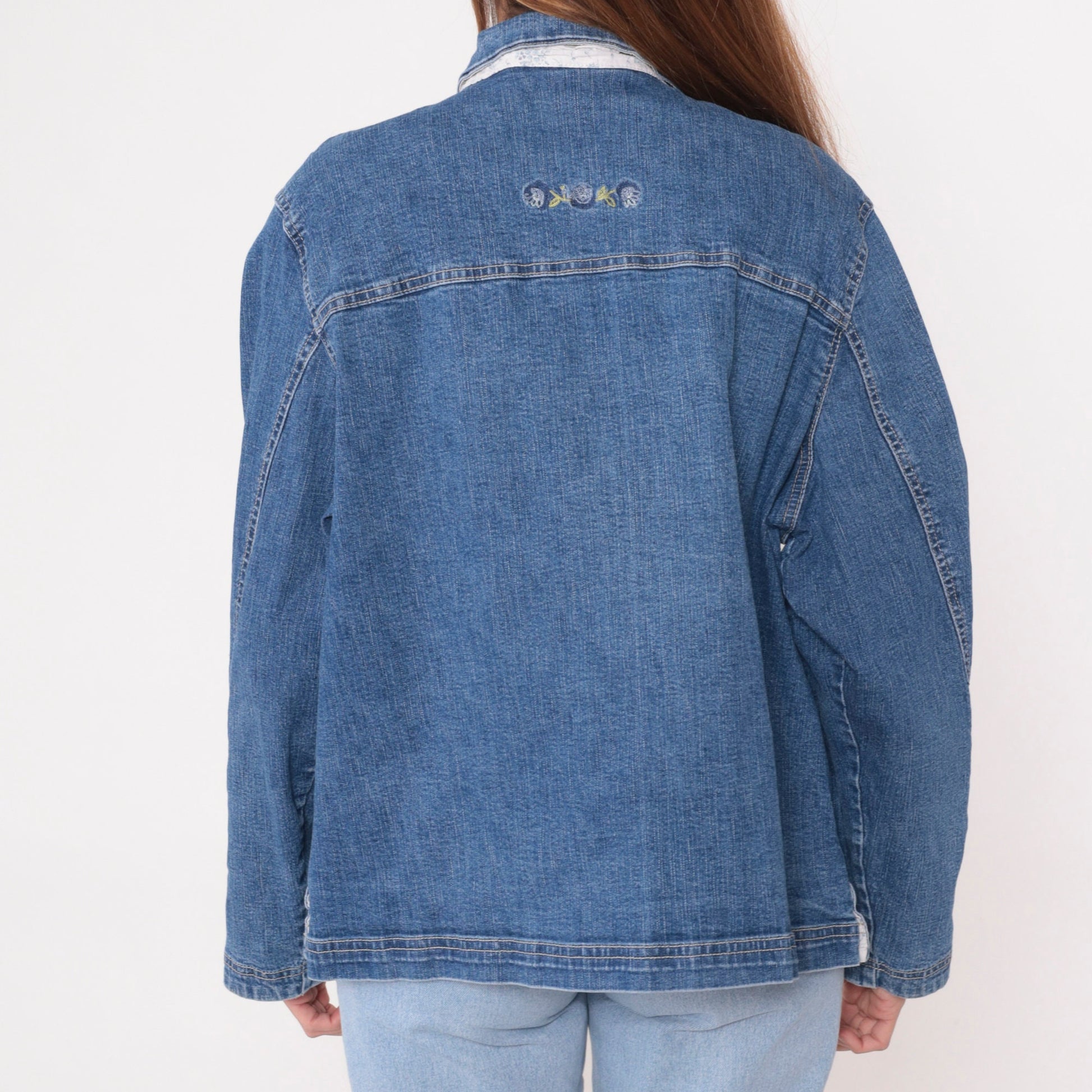 00s Sag Harbor Blue Denim Jacket Button-Up Trucker Large