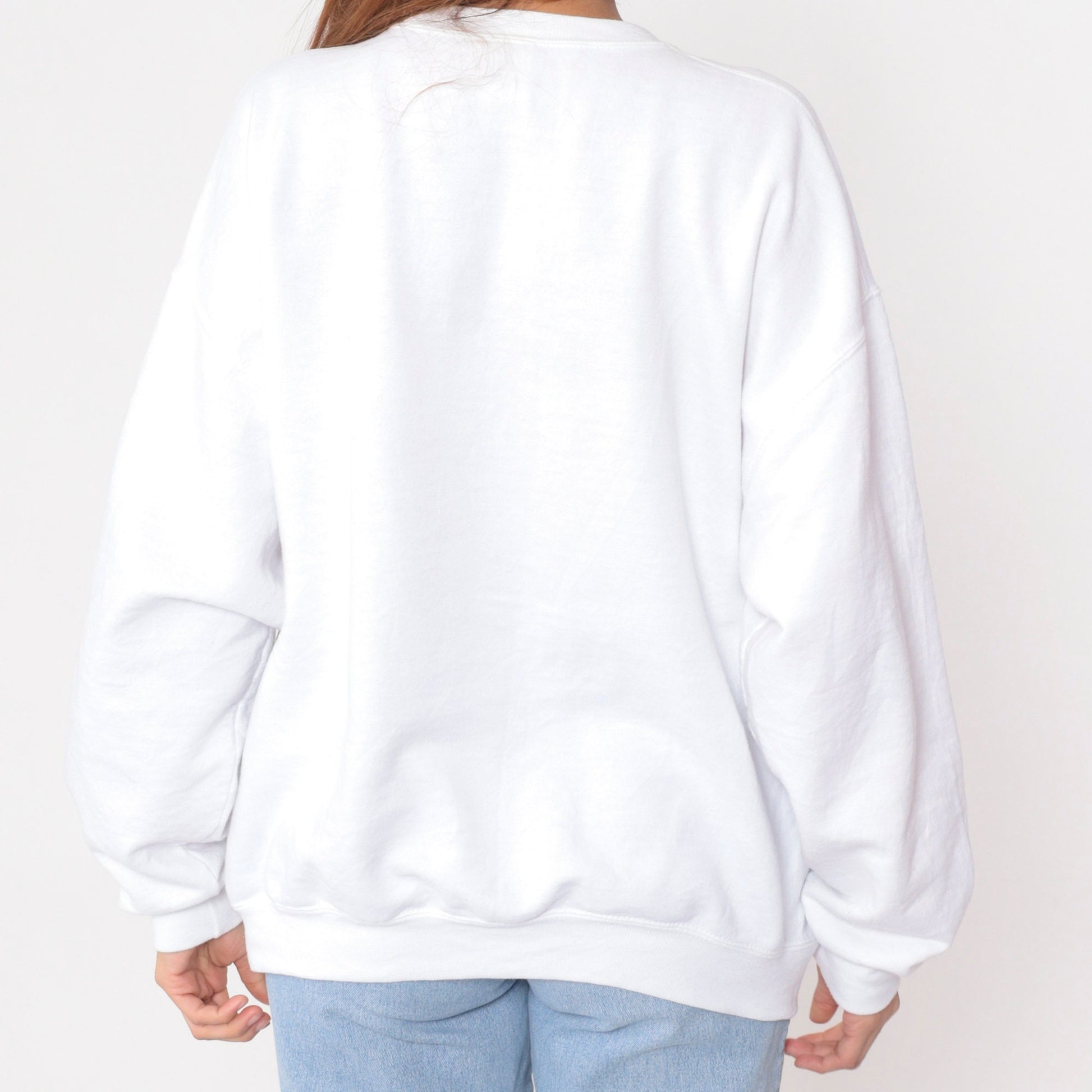 90s Muscle Car Sweatshirt American Classic Cars Graphic Crewneck White Large
