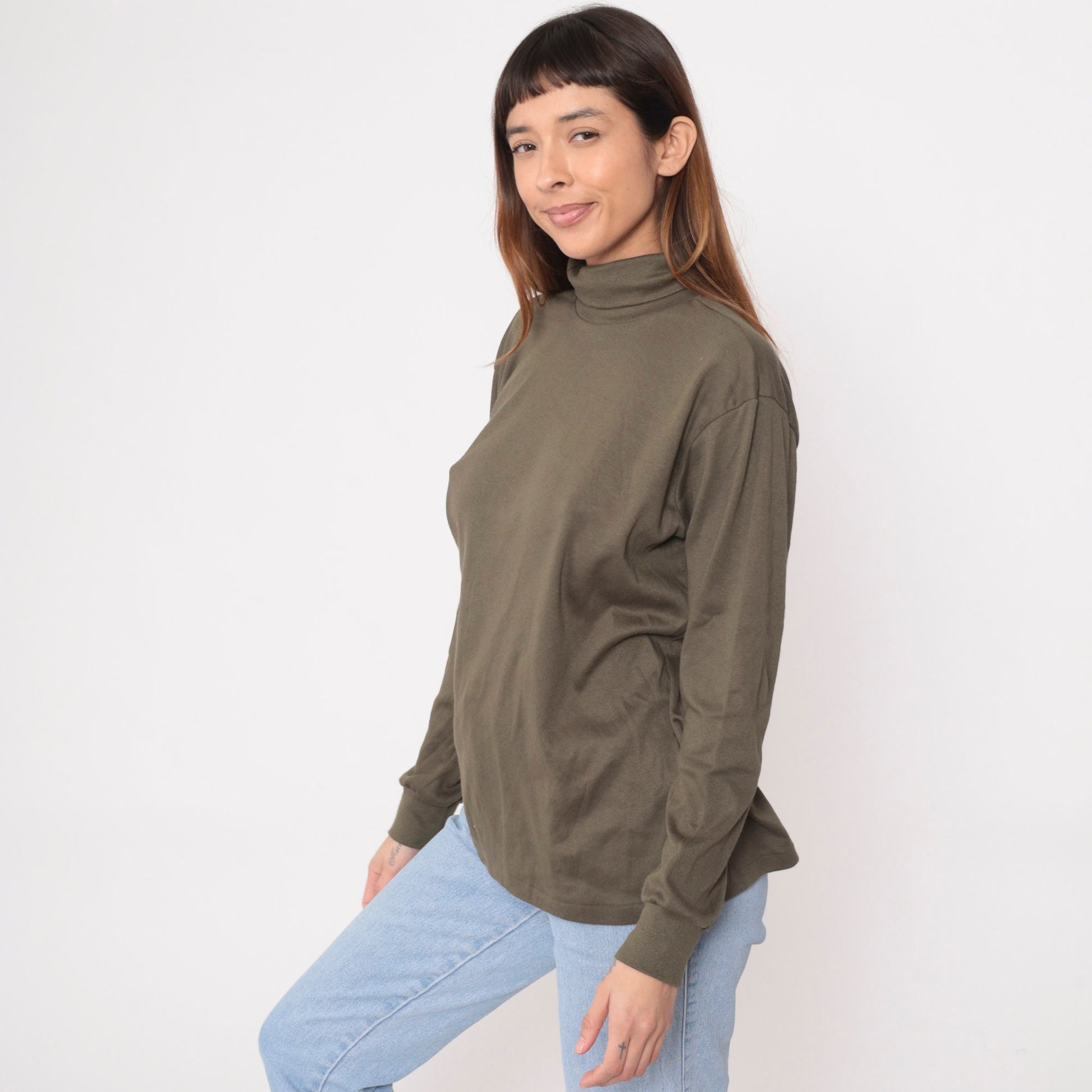 90s Bobbie Brooks Brown Turtleneck Long Sleeve Shirt Large L