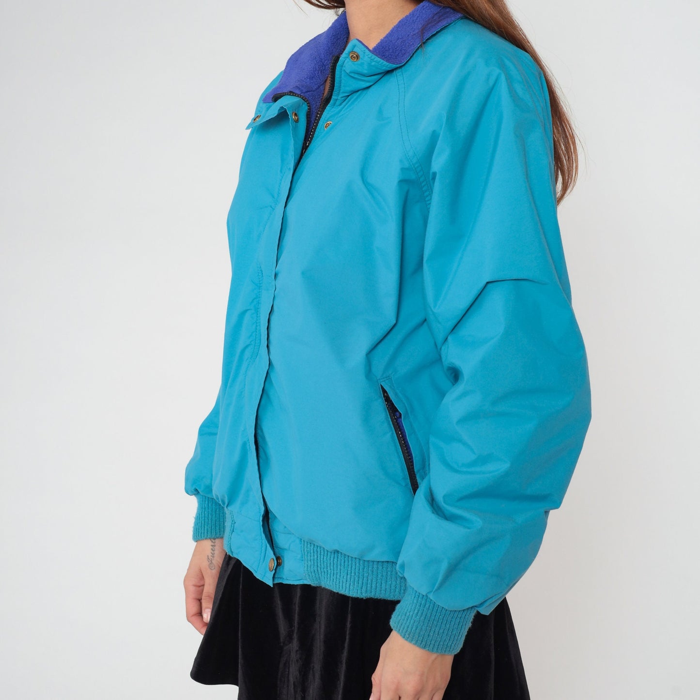 90s REI Goretex Windbreaker Jacket Blue Fleece Lined Large