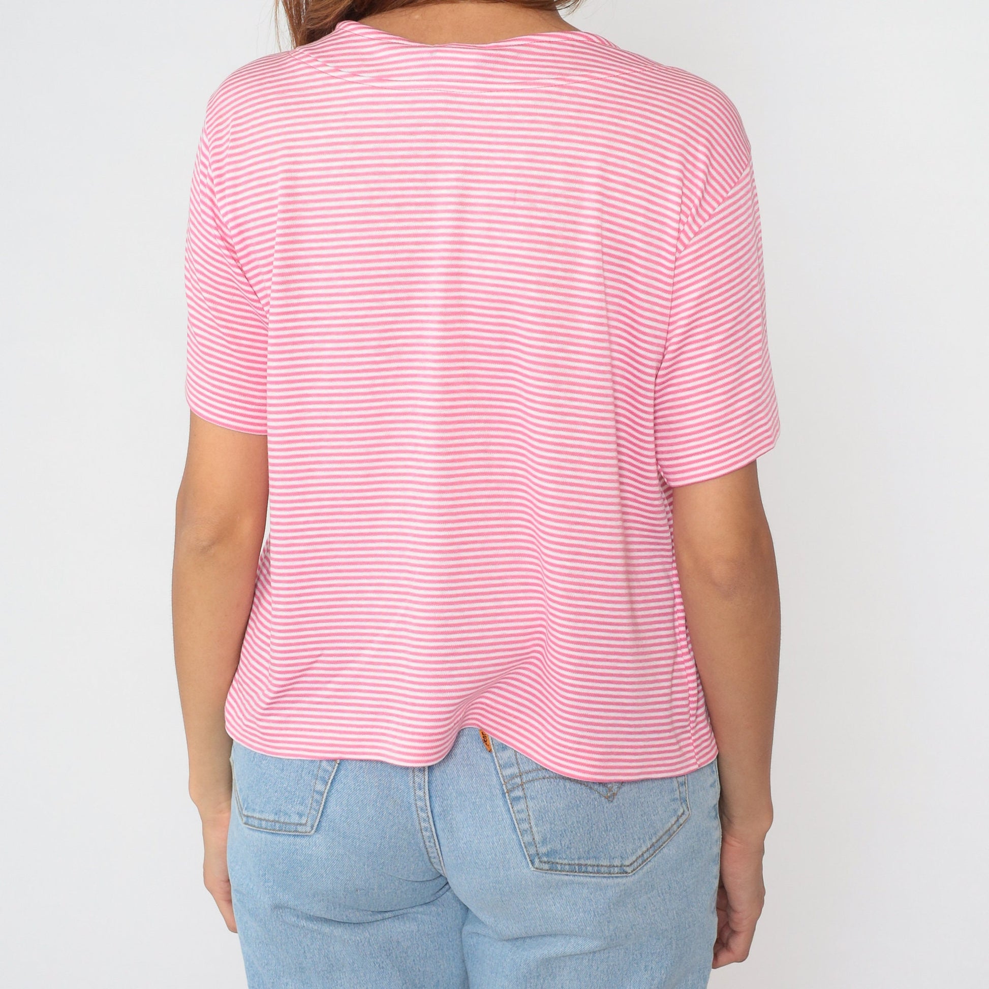 90s Yellow Button-Up Shirt Cotton Blend Short Sleeve Blouse Medium M
