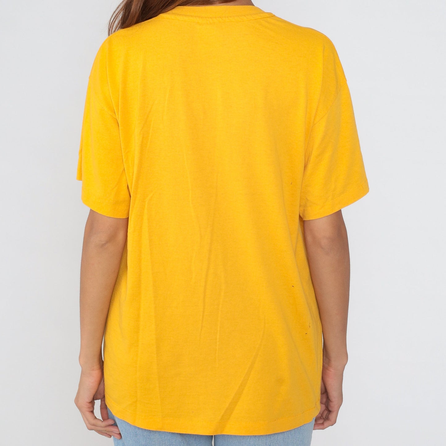 80s Roosevelt Orca Seattle High School Graphic Tee Yellow Single Stitch Large