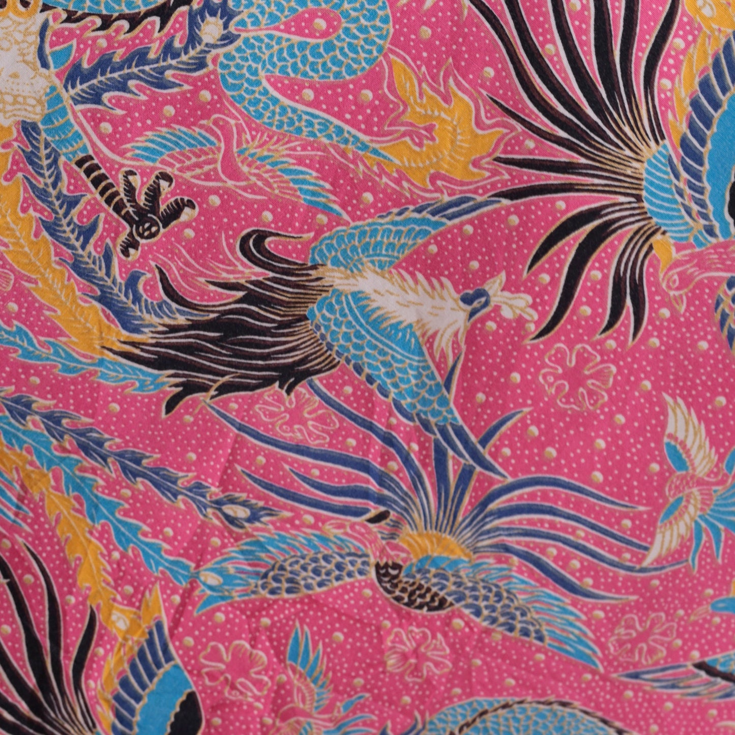 80s Dragon Phoenix Bird Print Pink Midi Sundress Empire Waist Small