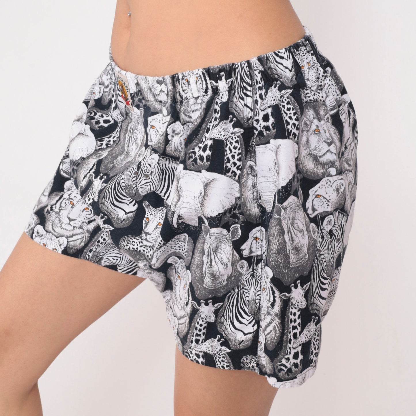 90s Max Boxxer Safari Animal Print Boxer Shorts Black Medium M