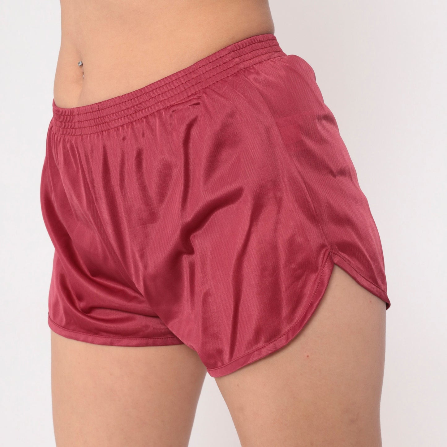 80s Soffe Gym Shorts Raspberry Red High-Waist Dolphin Cut Small