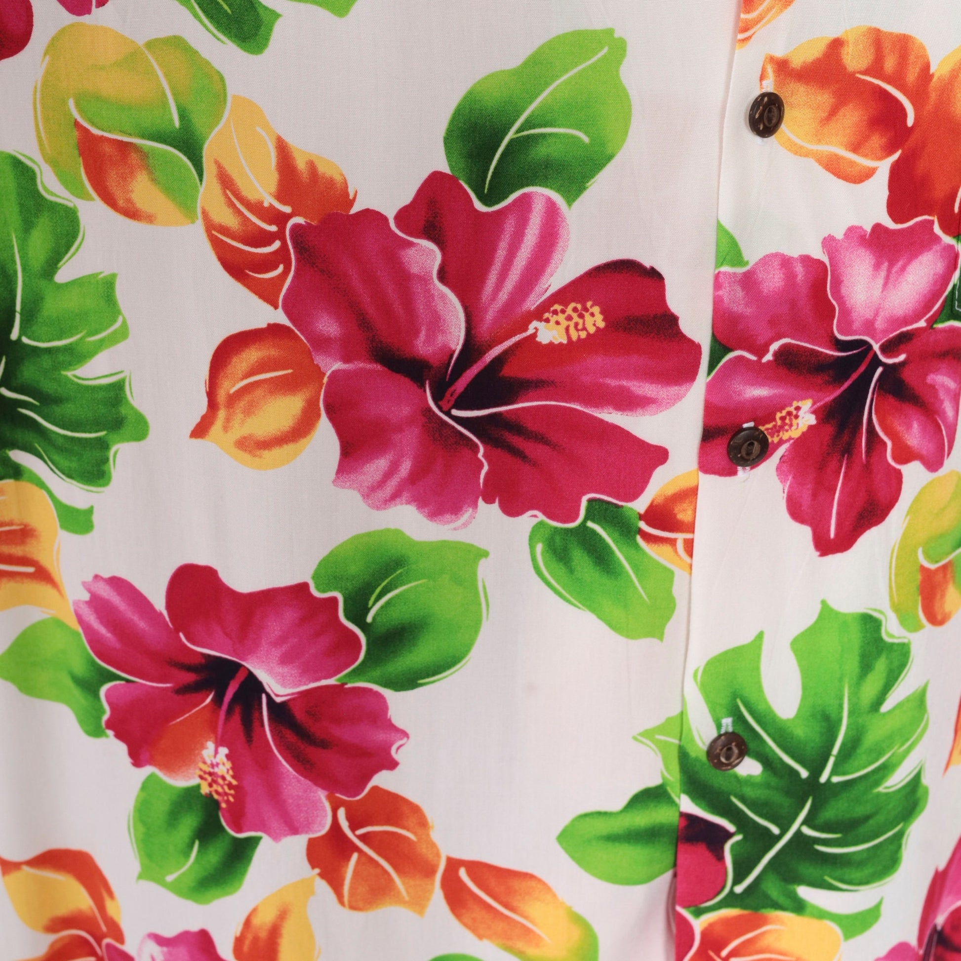 90s Two Palms Hawaiian Shirt White Tropical Floral Button Up Large