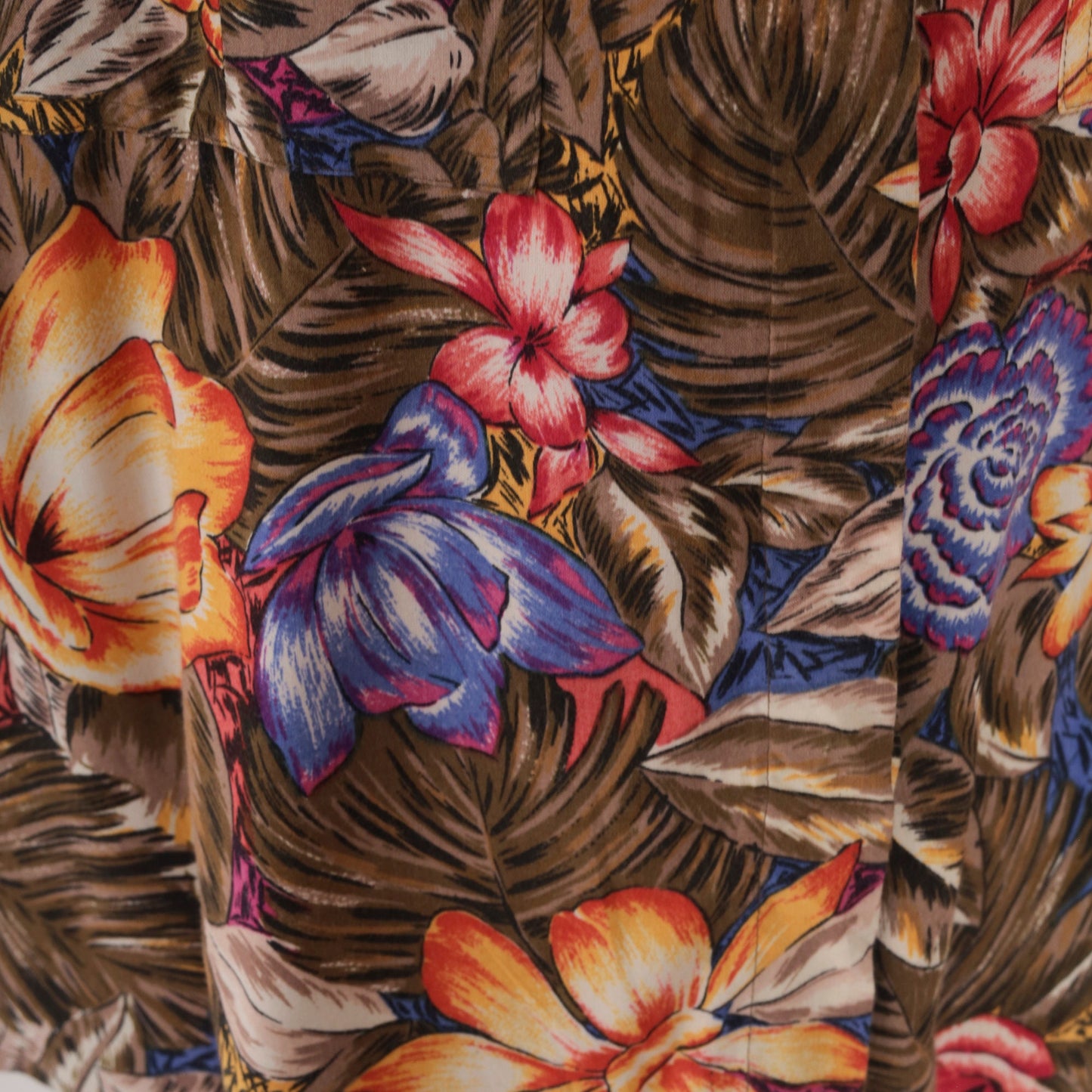 90s Tropical Floral Button-Up Shirt Leaf Print Hawaiian Blouse Plus Size 16W