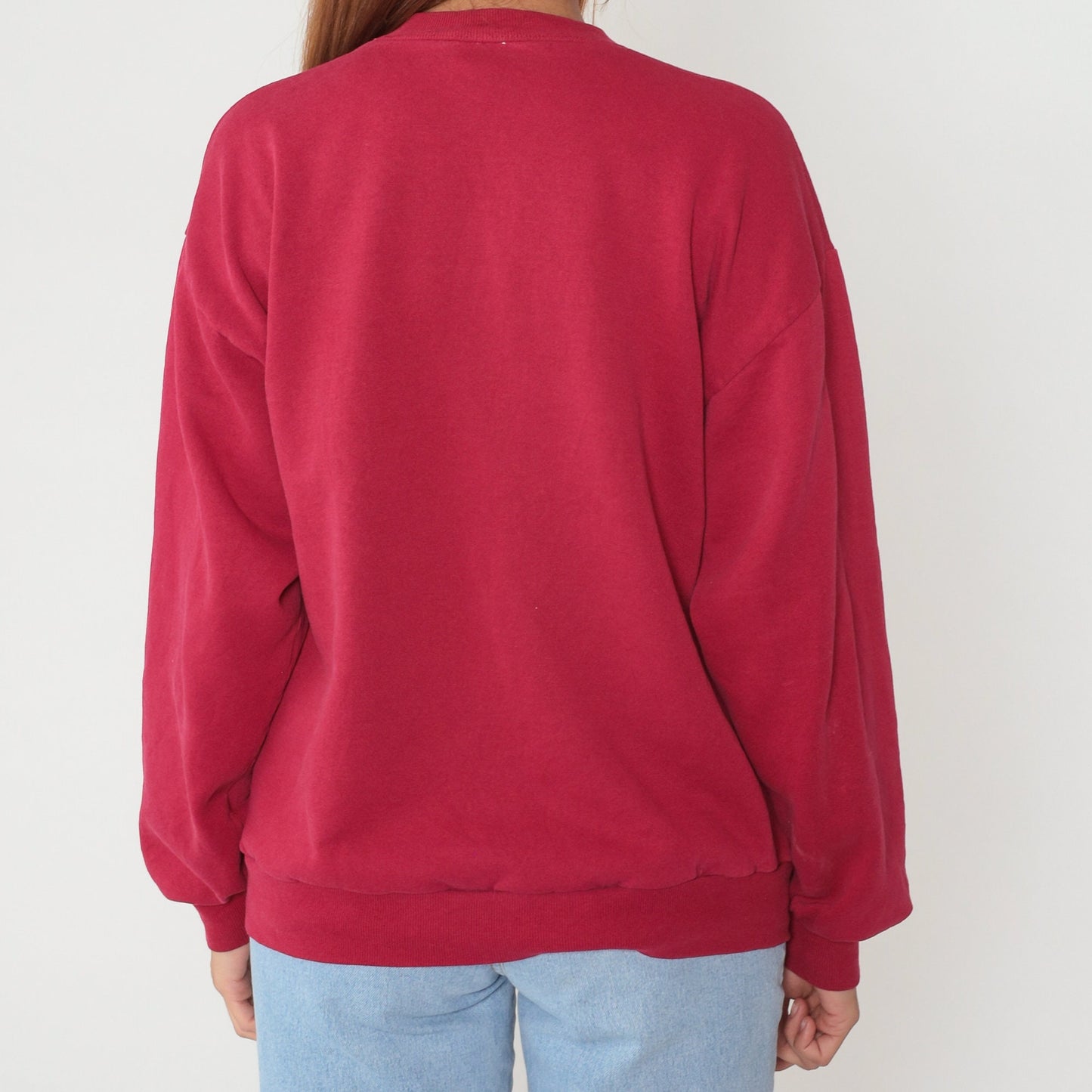 90s Jerzees Red Crewneck Sweatshirt Plain Pullover Large