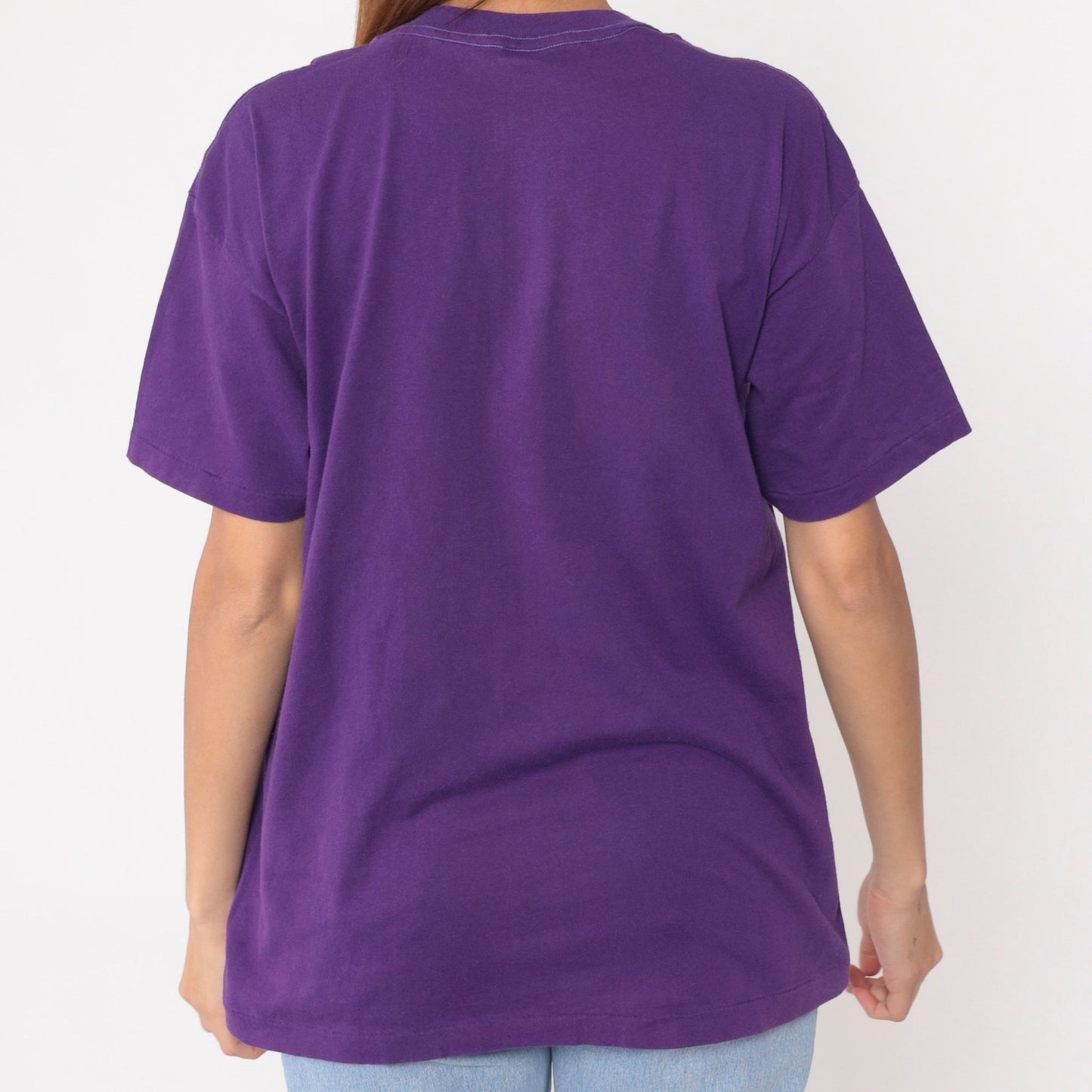 90s Hallmark Halloween Graphic T-Shirt Purple 'Bump In The Night' Medium
