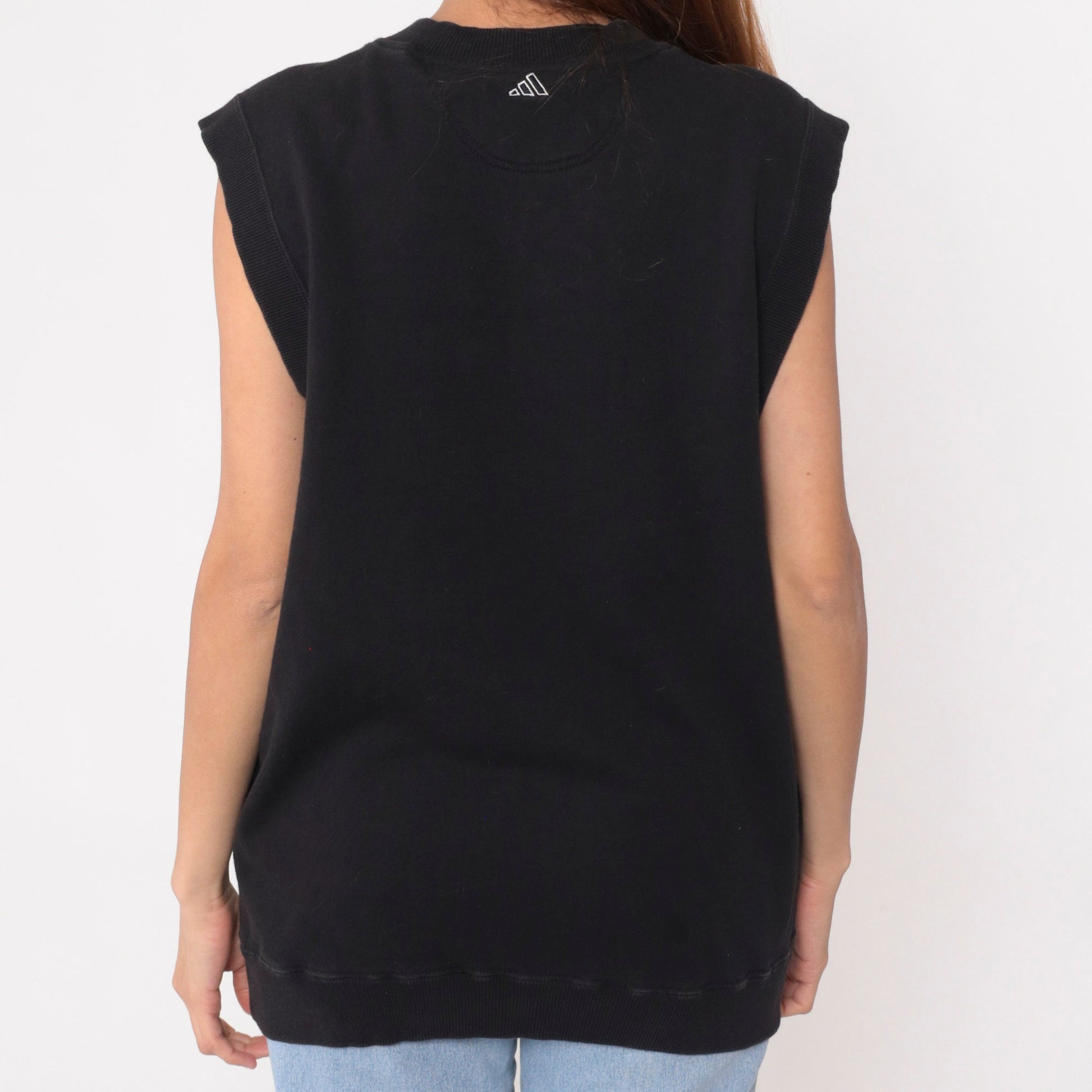00s Adidas Golf Tank Top Black V-Neck Ribbed Cotton Medium