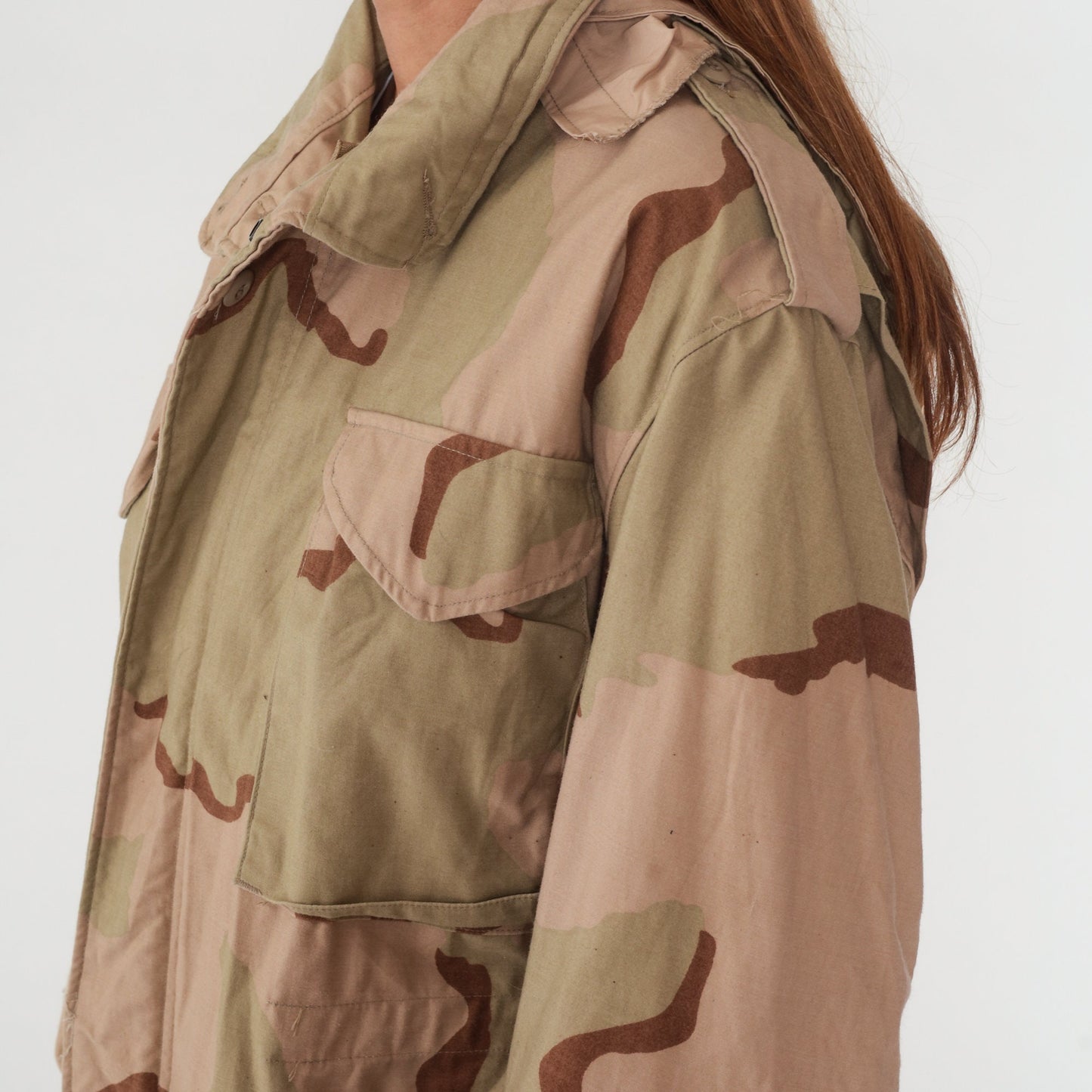 90s Camouflage Hooded Jacket Cargo Pockets Zip Snap Green Medium