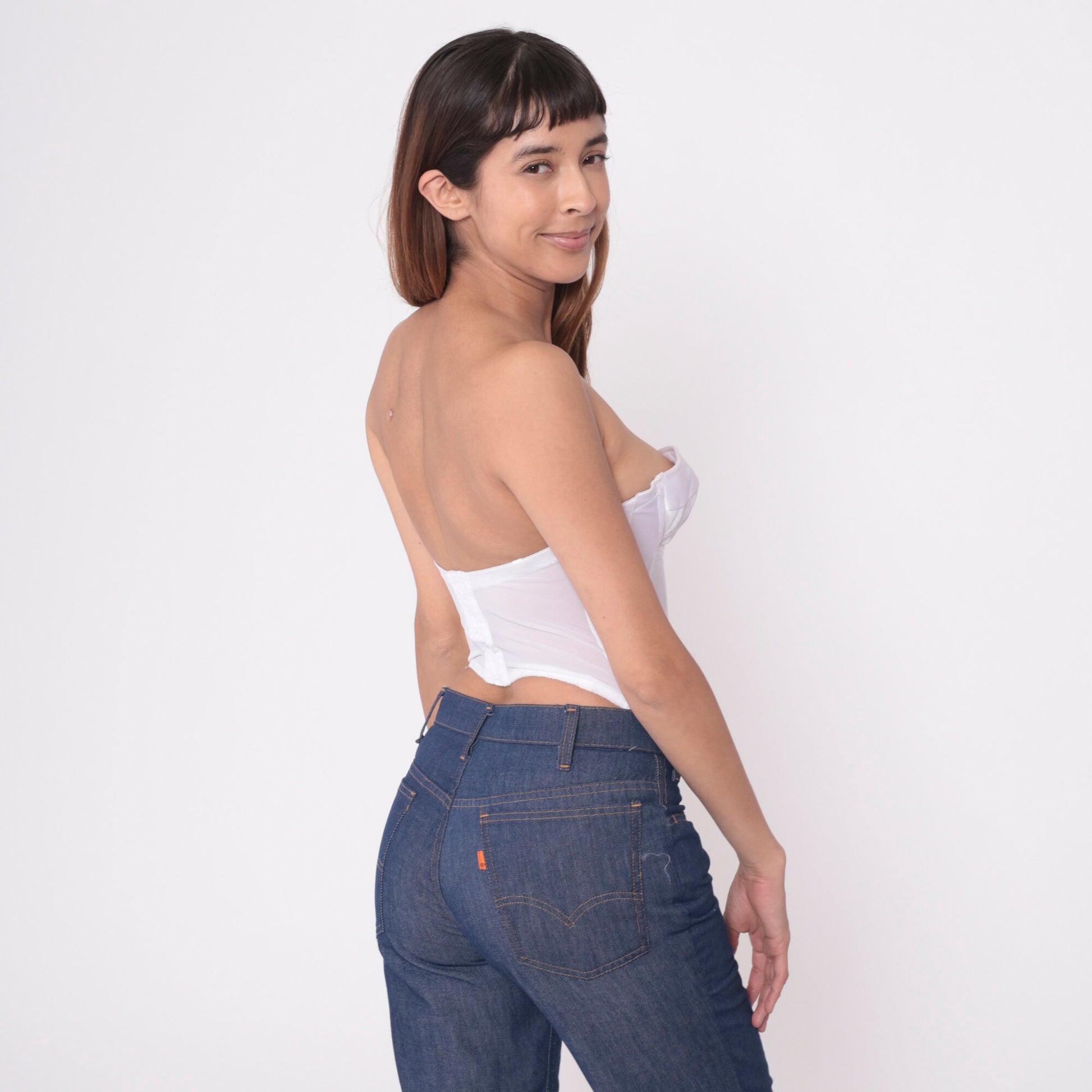 90s Fredericks of Hollywood White Bustier Strapless Corset Top 34B