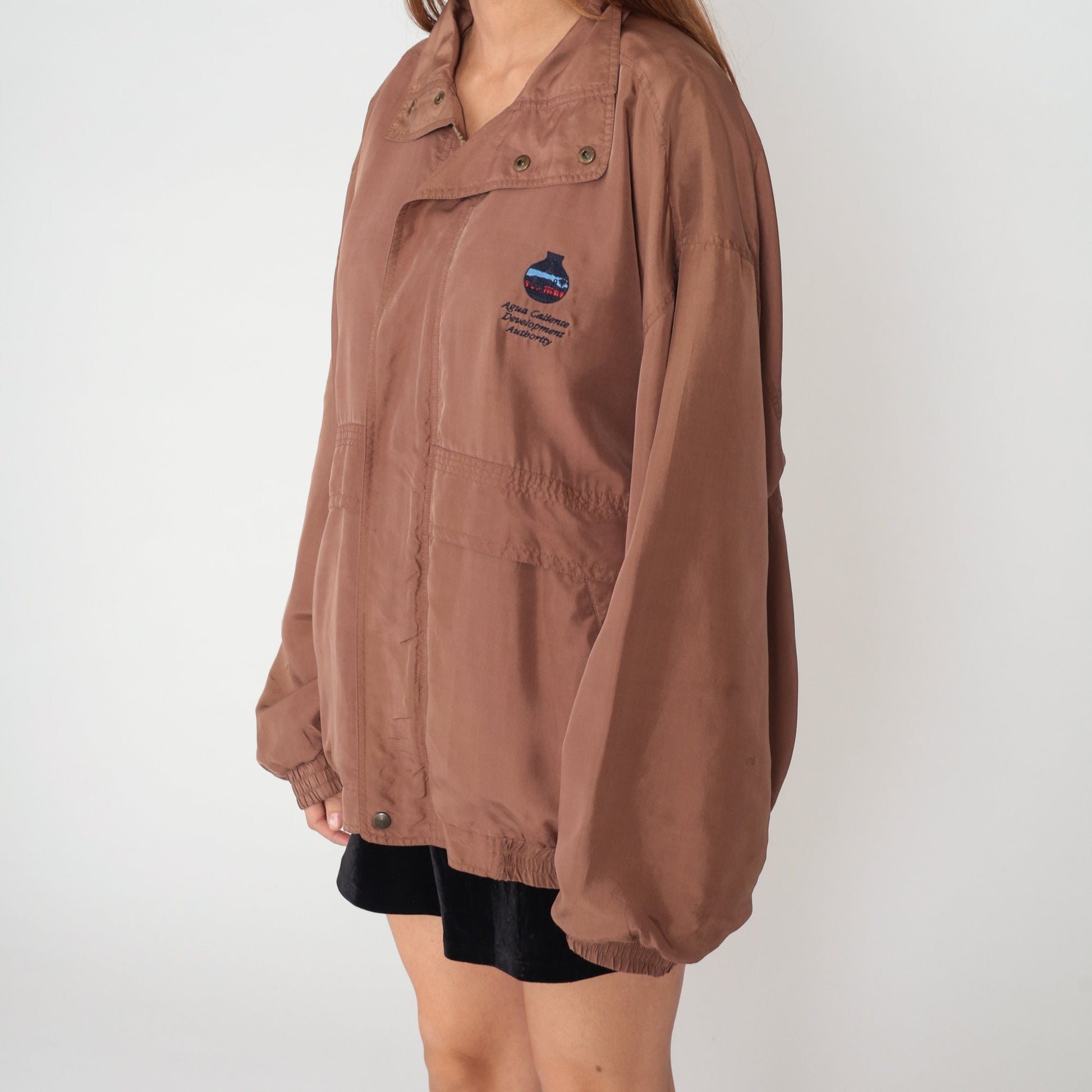 90s Agua Caliente Development Authority Silk Windbreaker Brown Large