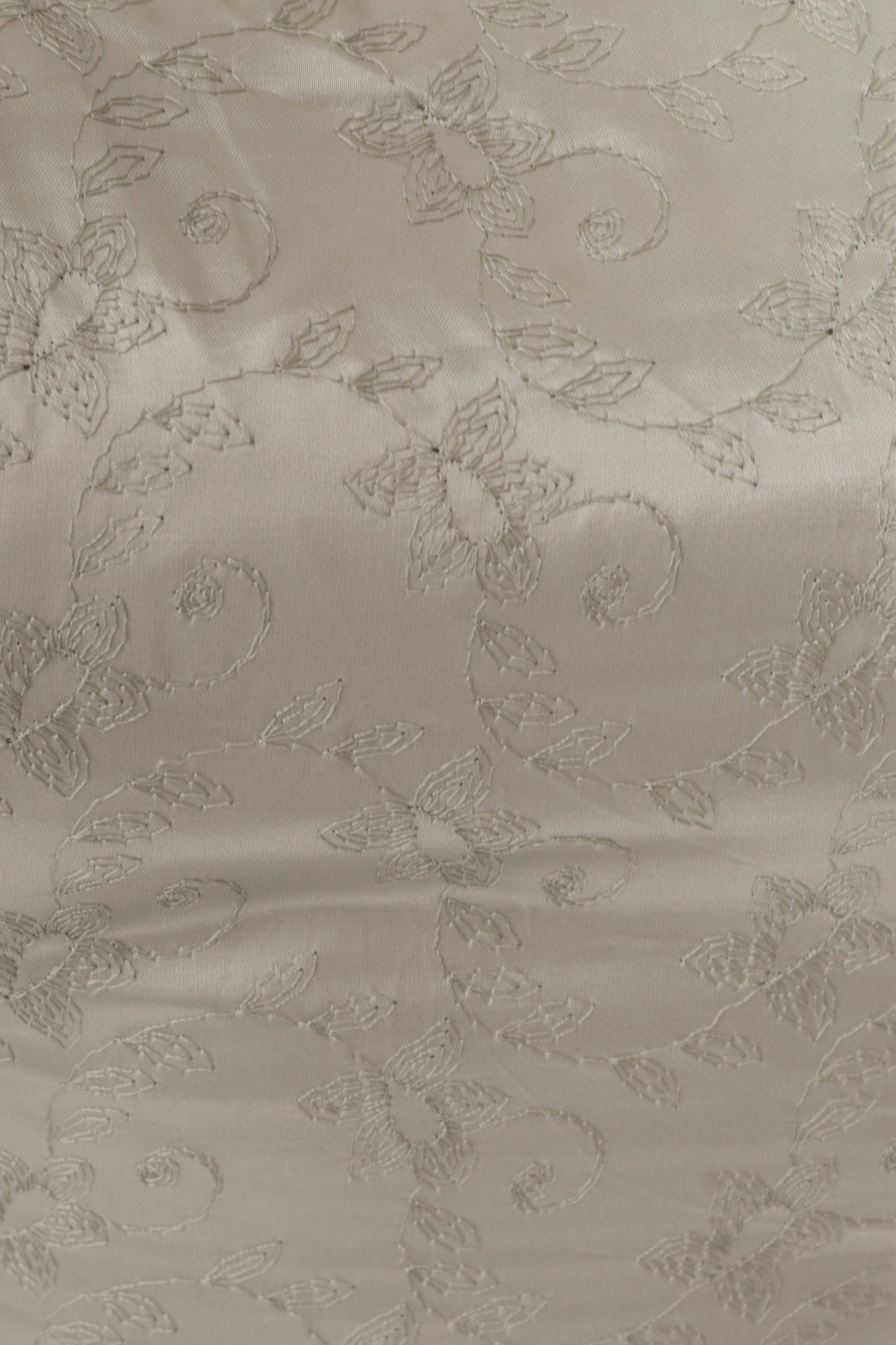 Y2K Jessica McClintock Silver Floral Embroidered Strapless Maxi Dress Extra Small