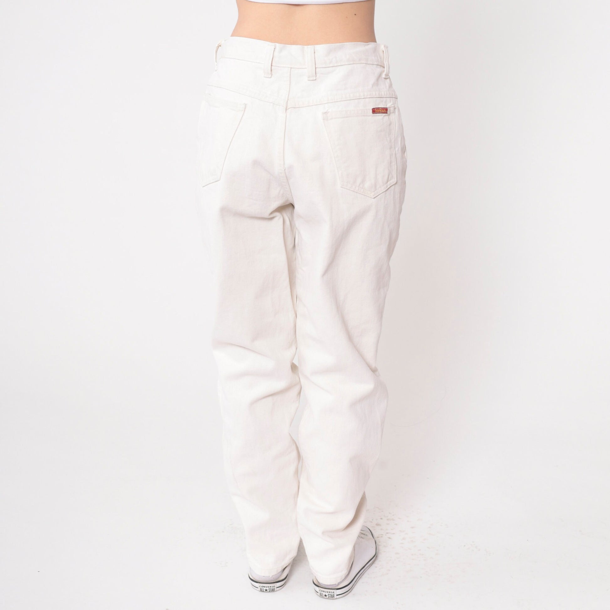 90s Bonjour White Tapered Mom Jeans High Waist Denim Medium