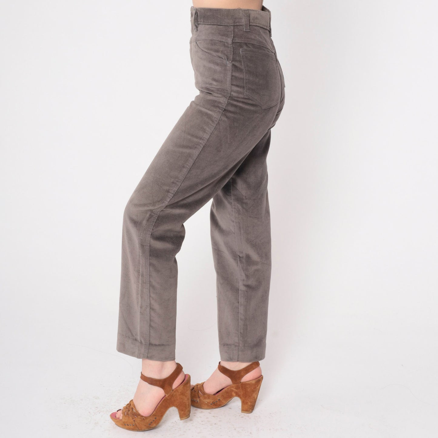 80s Grey High-Waisted Straight Leg Trousers Extra Small XS