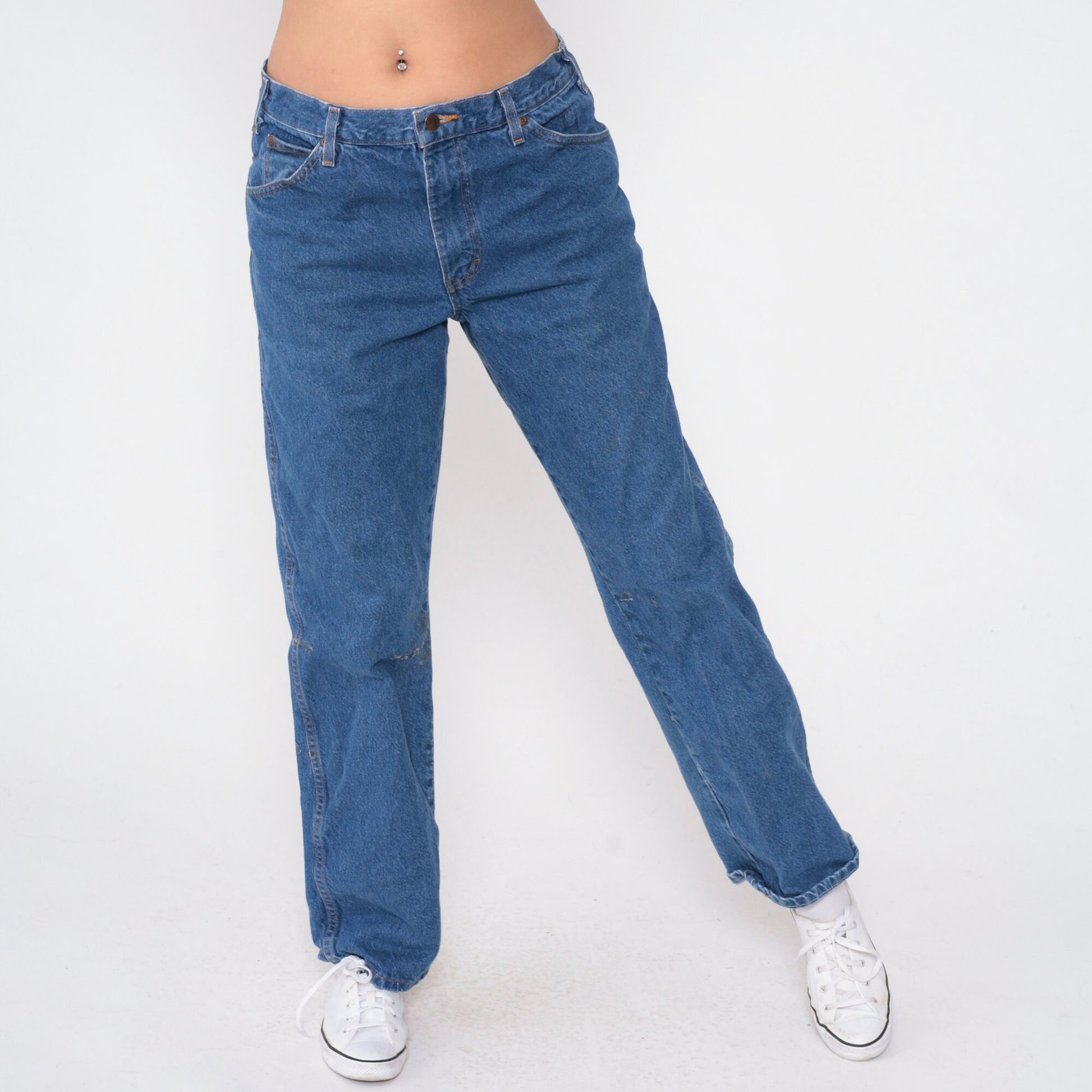 Y2K Dickies Jeans 34x32 High Rise Relaxed Straight Leg Blue Denim Men's