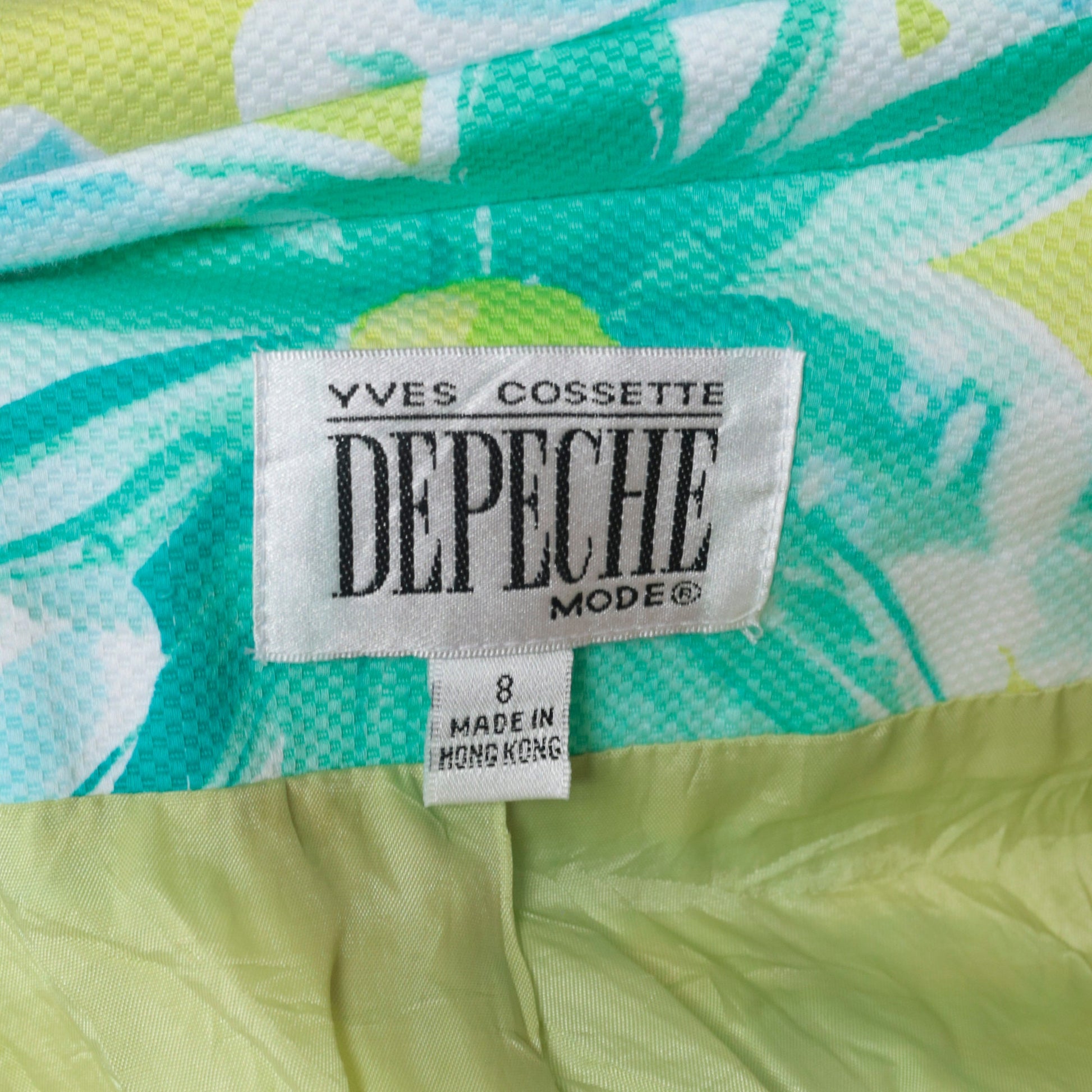 90s Lime Green Floral Mini Shirtdress Long Sleeve Button Up Cotton Medium 8