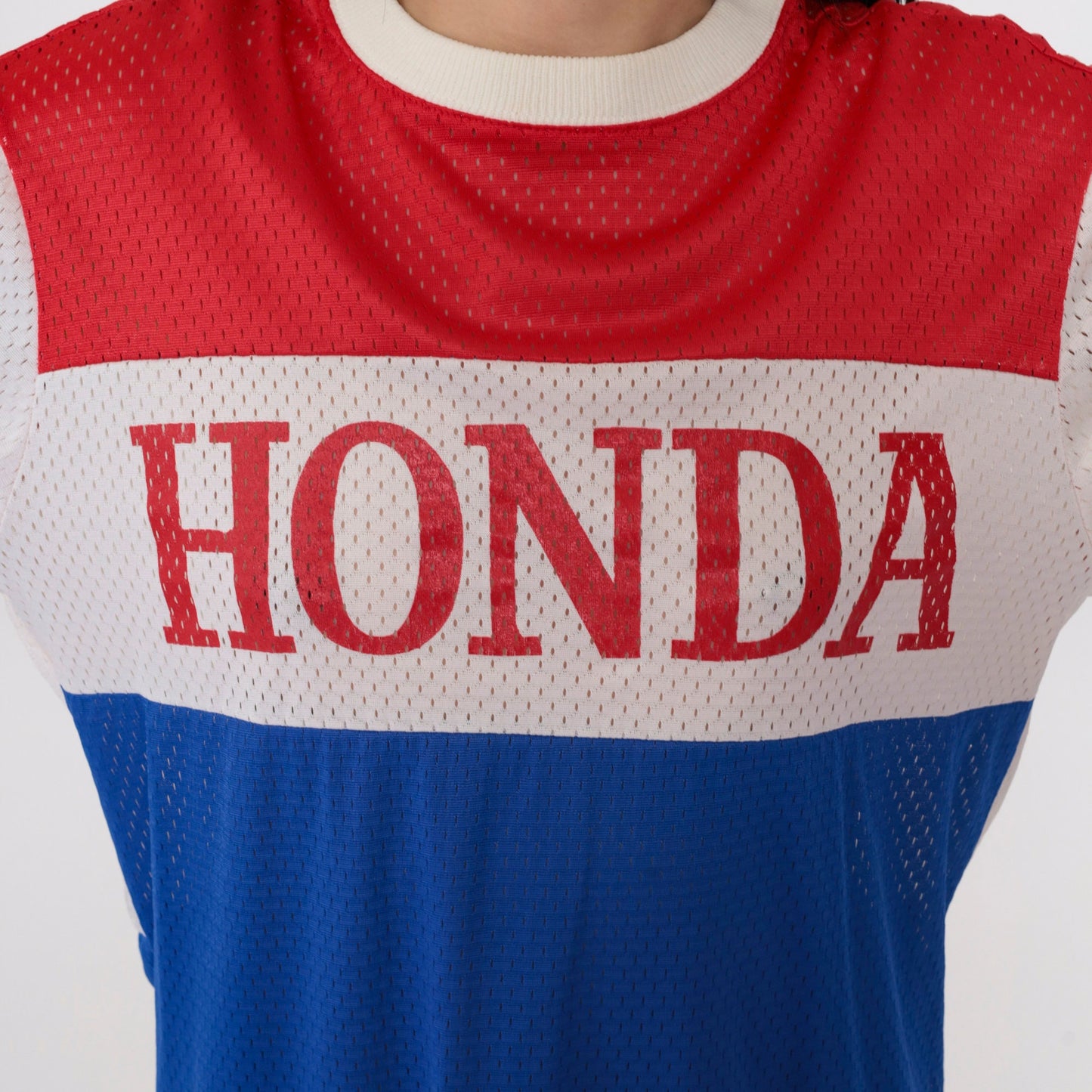 80s Honda Racing Mesh Jersey Red White Blue Viking Patch Small